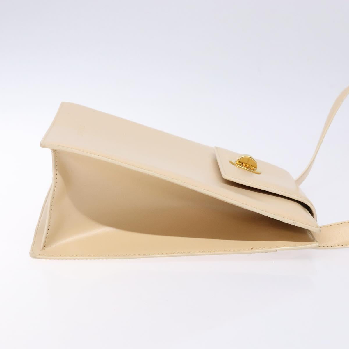 BVLGARI Shoulder Bag Leather Beige Gold Auth 138861