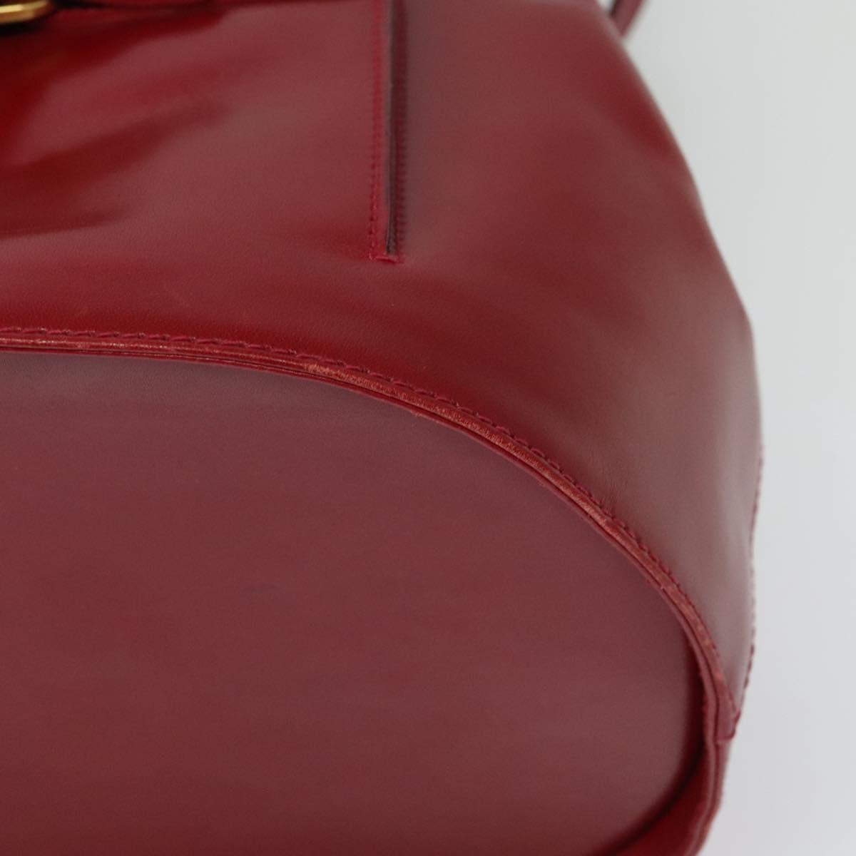 Salvatore Ferragamo Vala Backpack Leather Red Gold Auth 138862
