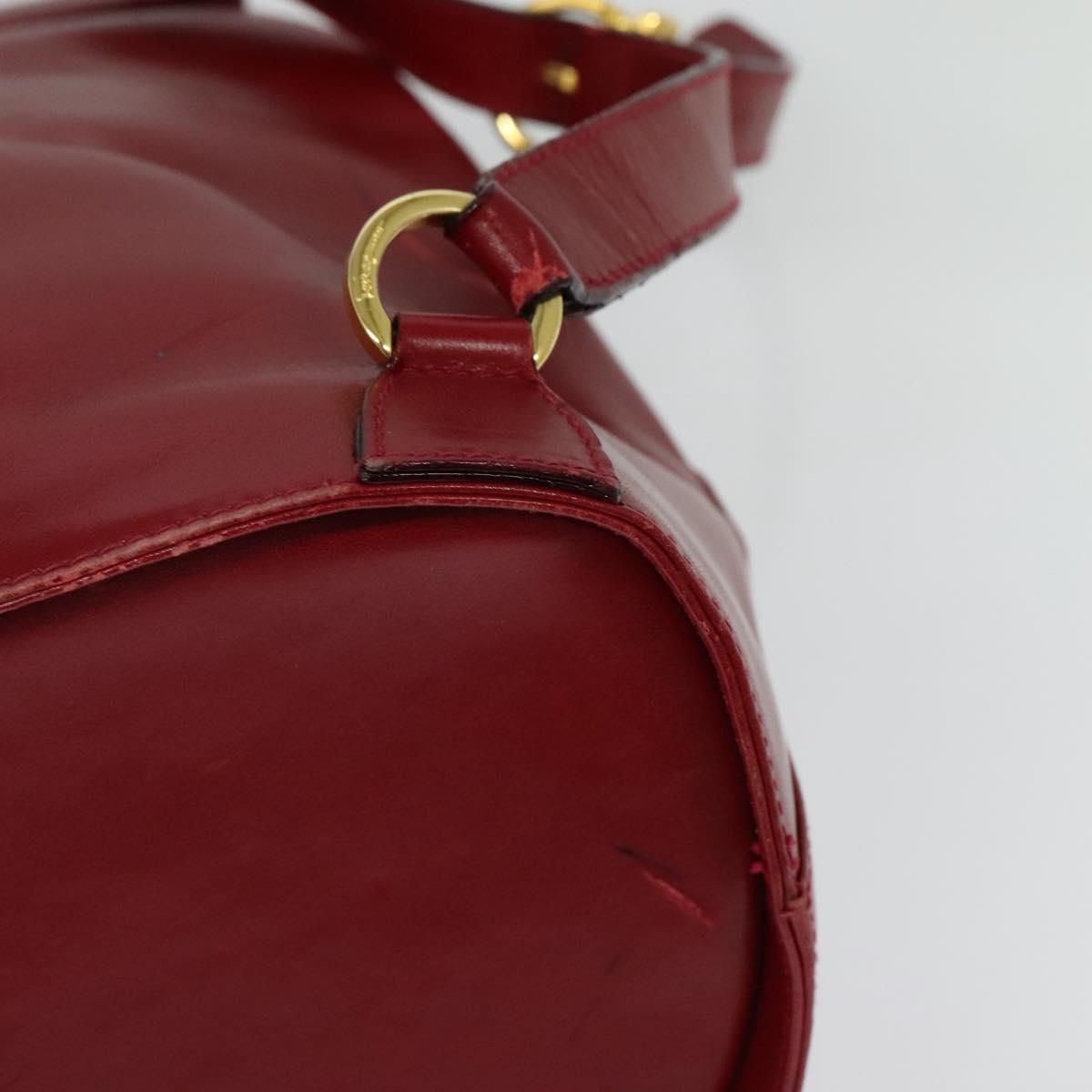 Salvatore Ferragamo Vala Backpack Leather Red Gold Auth 138862