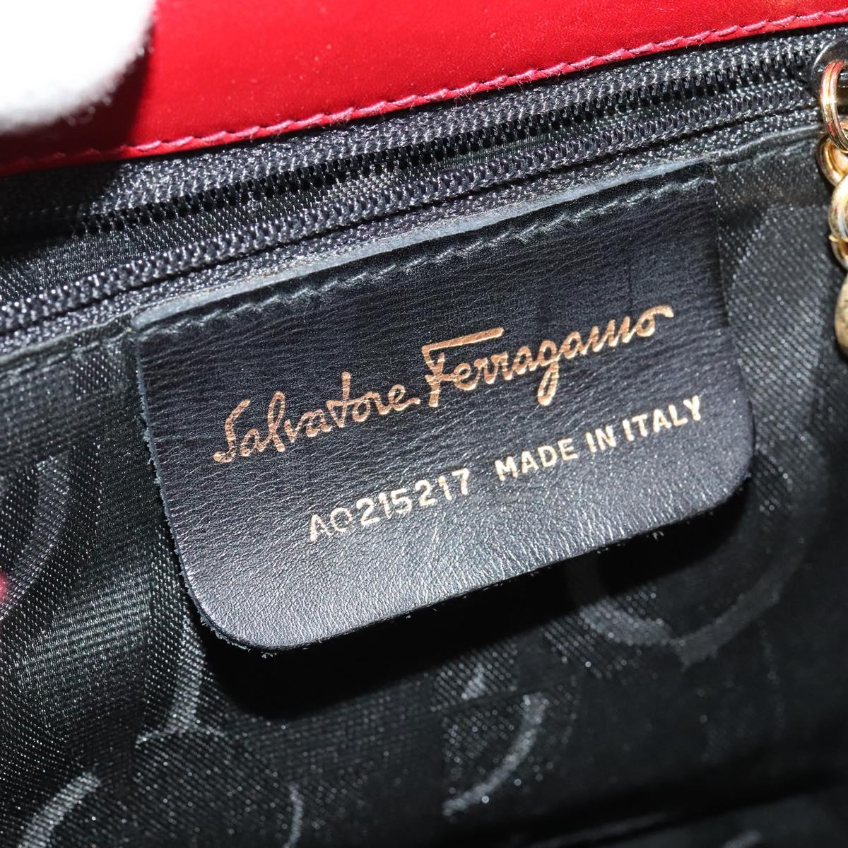 Salvatore Ferragamo Vala Backpack Leather Red Gold Auth 138862