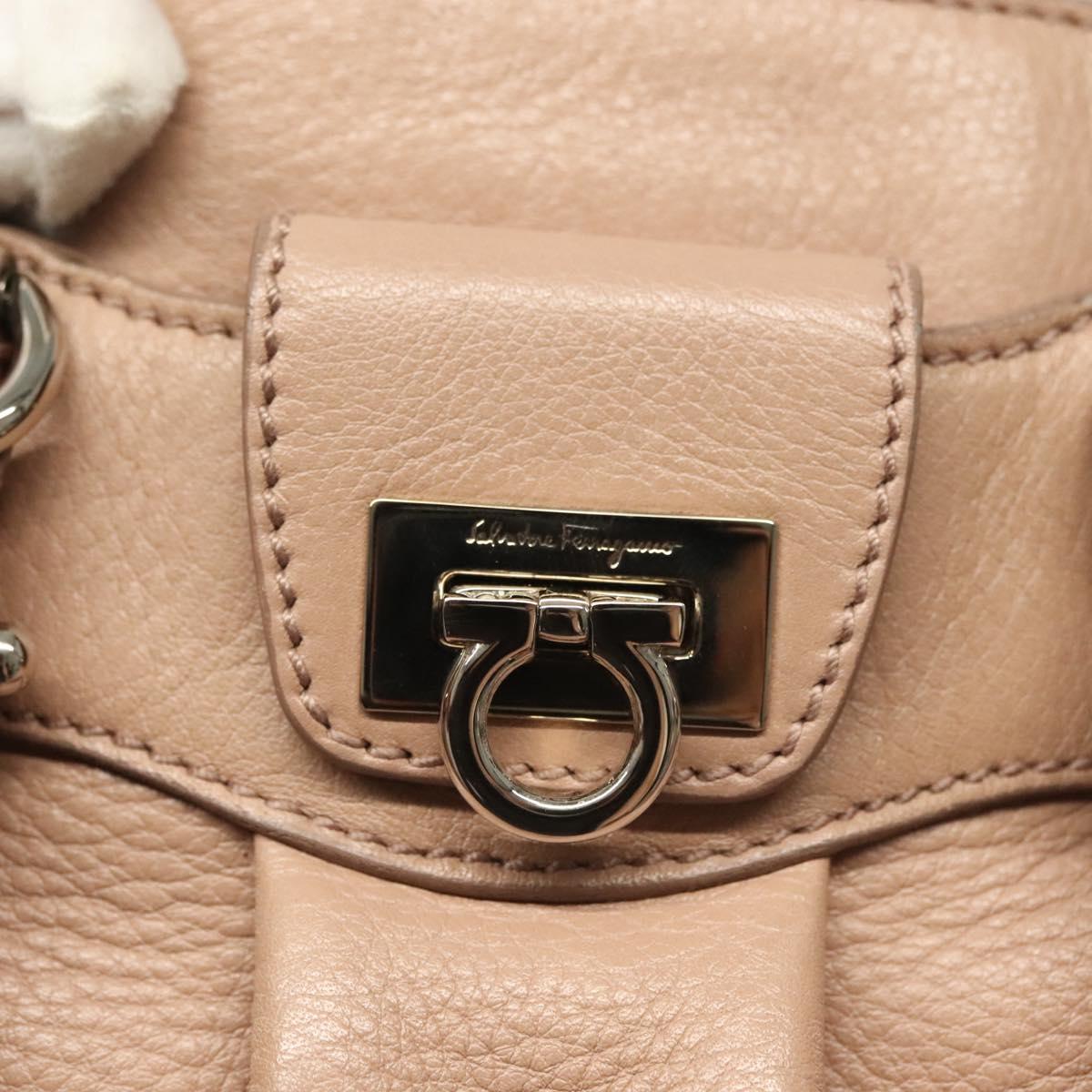 Salvatore Ferragamo Gancini Hand Bag Leather Pink Silver Auth 138865