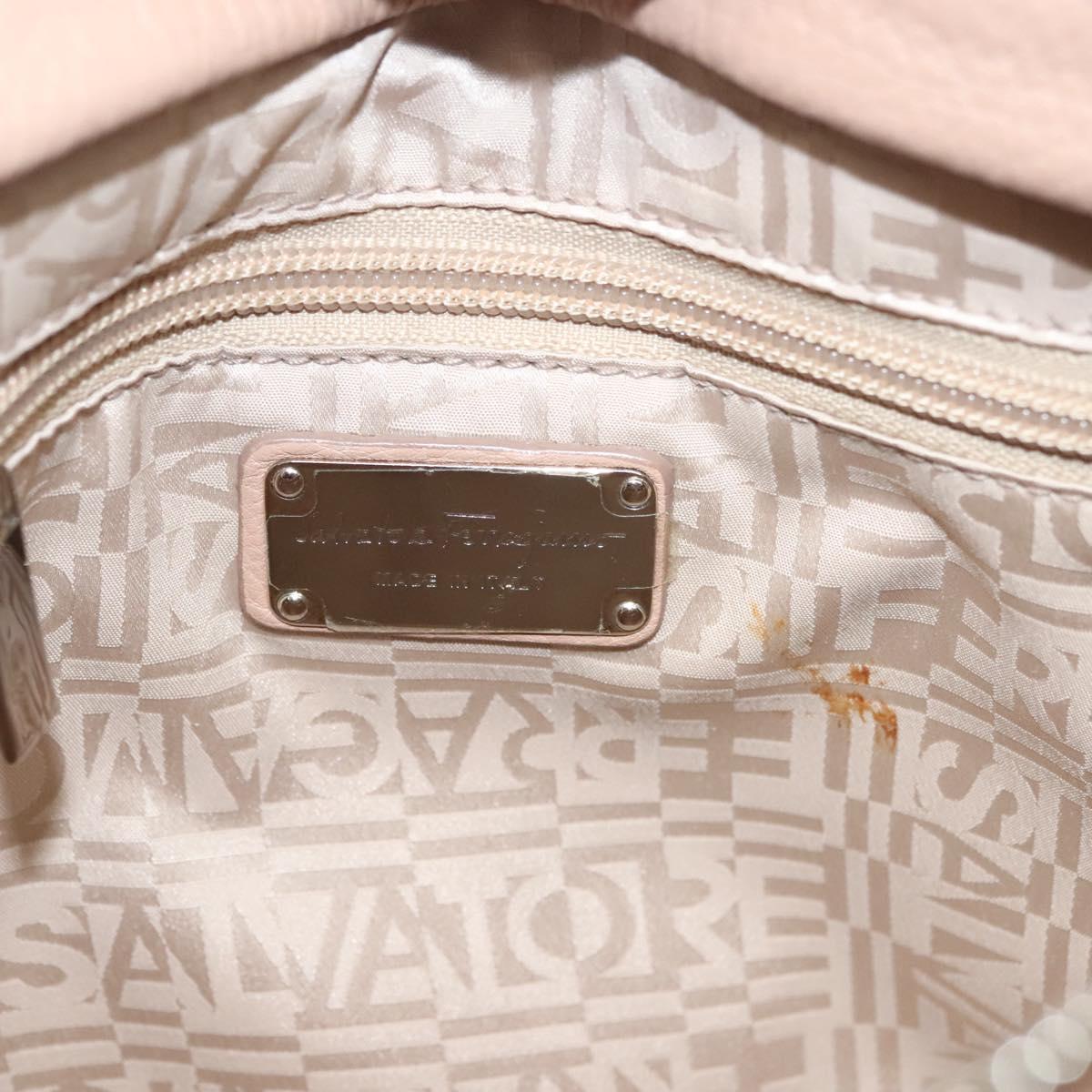 Salvatore Ferragamo Gancini Hand Bag Leather Pink Silver Auth 138865