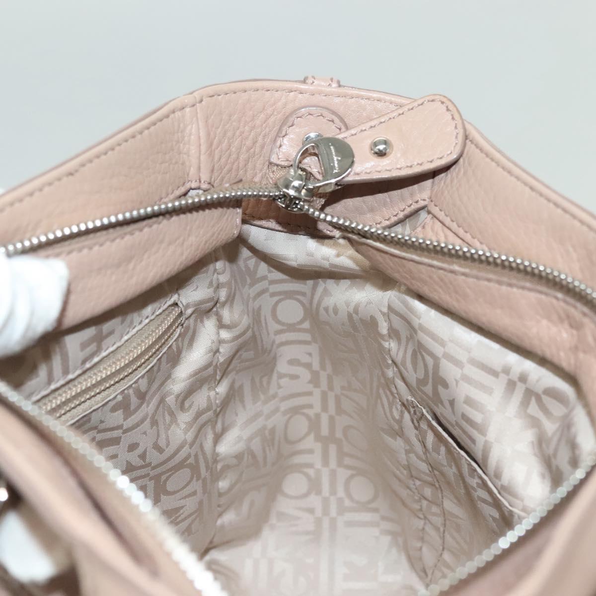 Salvatore Ferragamo Gancini Hand Bag Leather Pink Silver Auth 138865