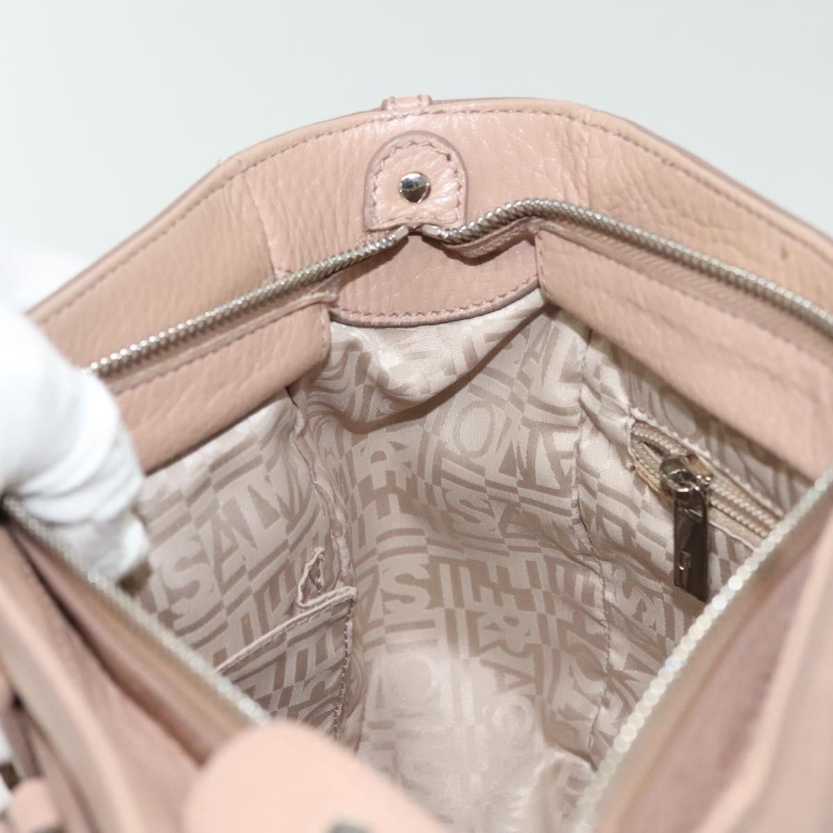 Salvatore Ferragamo Gancini Hand Bag Leather Pink Silver Auth 138865