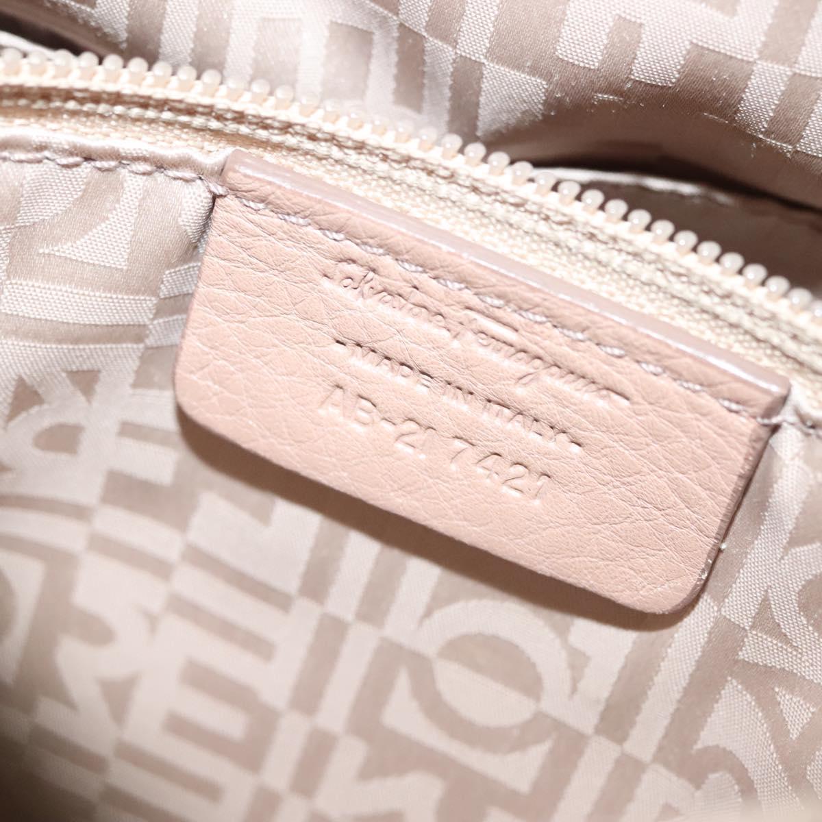 Salvatore Ferragamo Gancini Hand Bag Leather Pink Silver Auth 138865