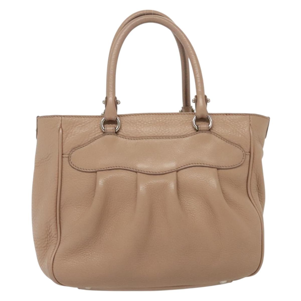 Salvatore Ferragamo Gancini Hand Bag Leather Pink Silver Auth 138865