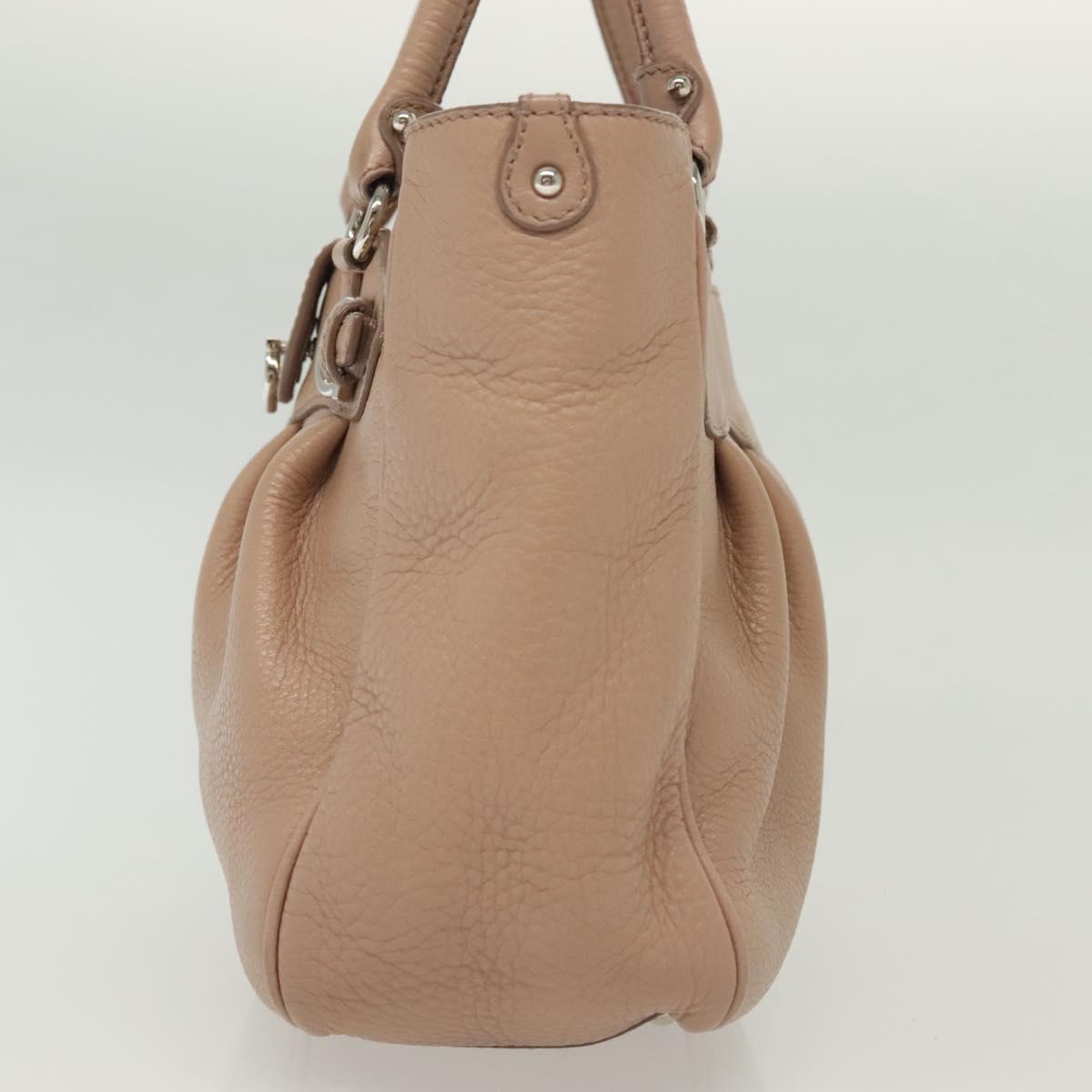 Salvatore Ferragamo Gancini Hand Bag Leather Pink Silver Auth 138865