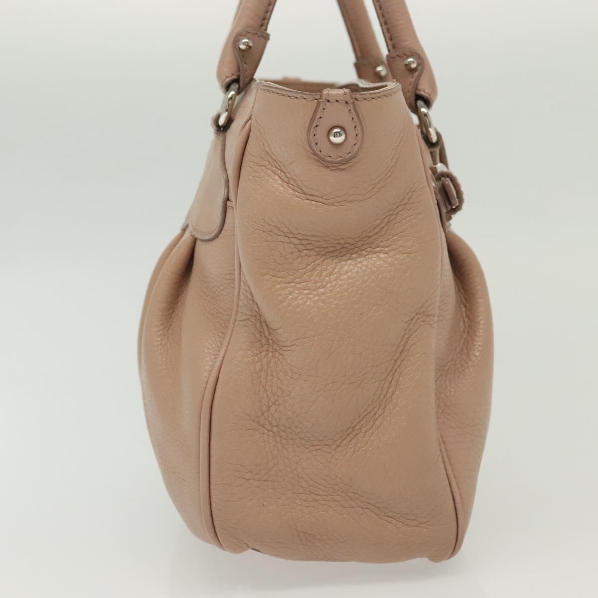 Salvatore Ferragamo Gancini Hand Bag Leather Pink Silver Auth 138865