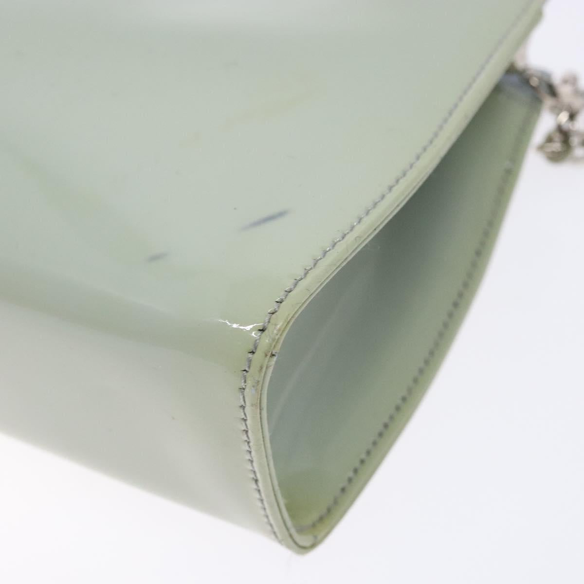 Salvatore Ferragamo Chain Vala Shoulder Bag Enamel Light Blue Silver Auth 138868