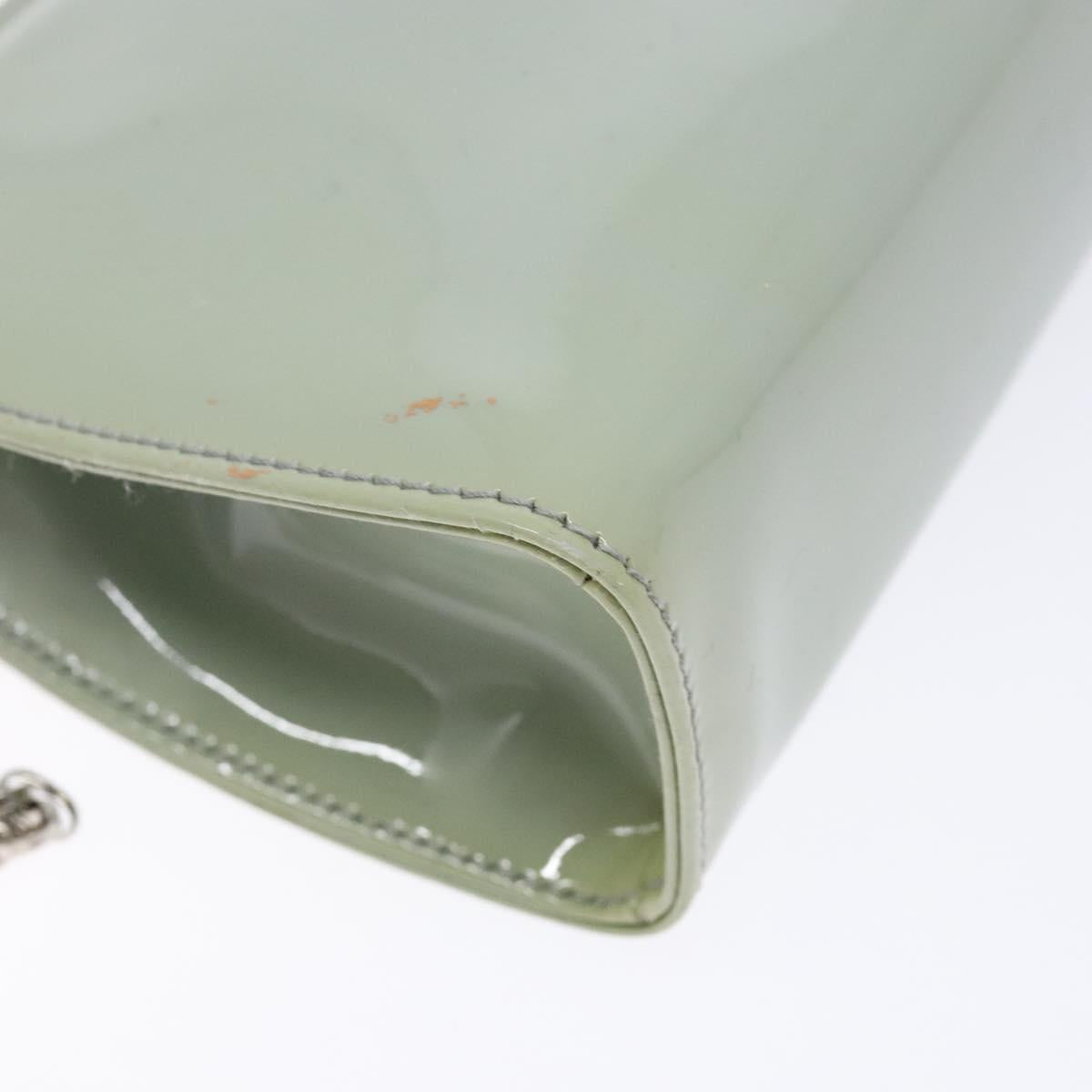 Salvatore Ferragamo Chain Vala Shoulder Bag Enamel Light Blue Silver Auth 138868