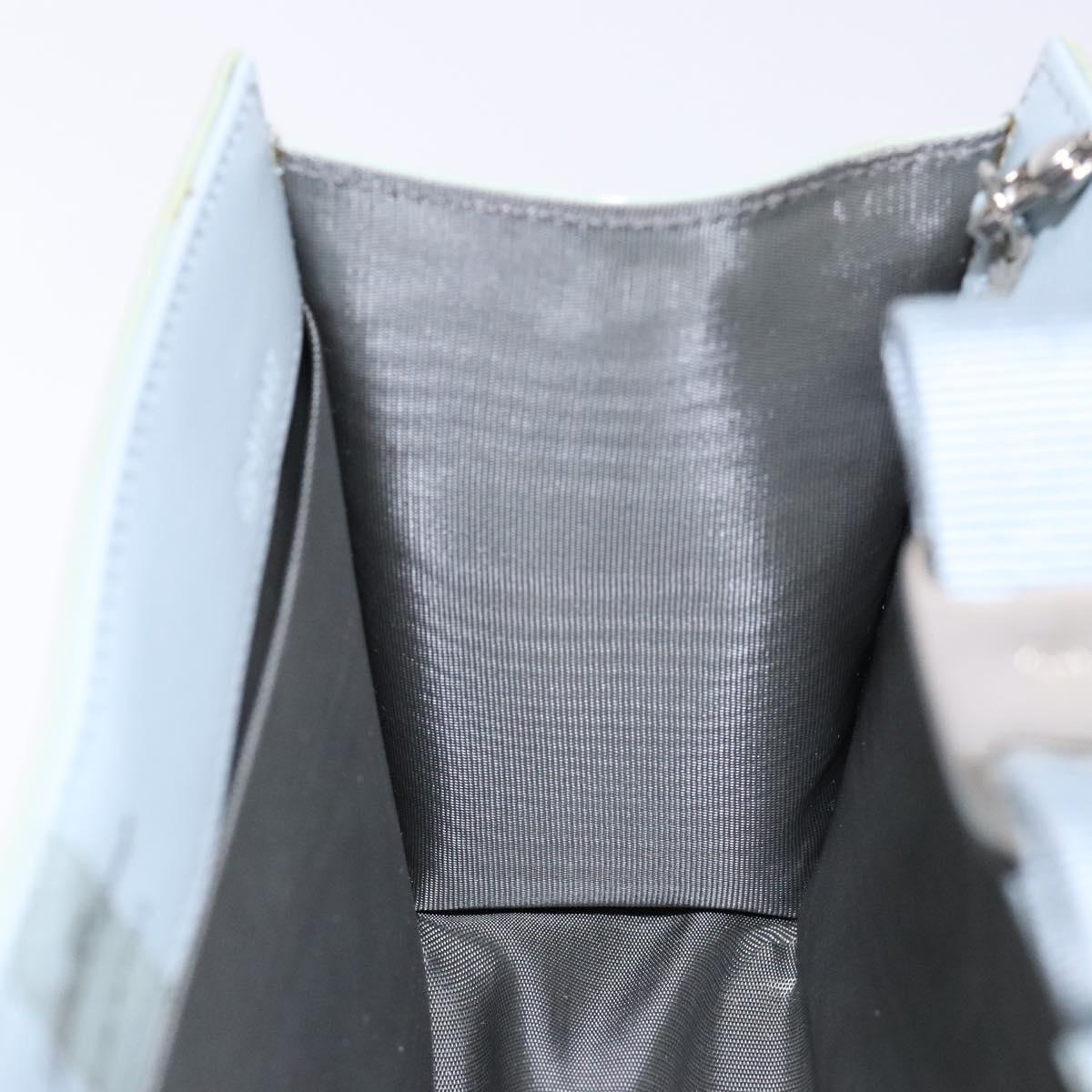 Salvatore Ferragamo Chain Vala Shoulder Bag Enamel Light Blue Silver Auth 138868