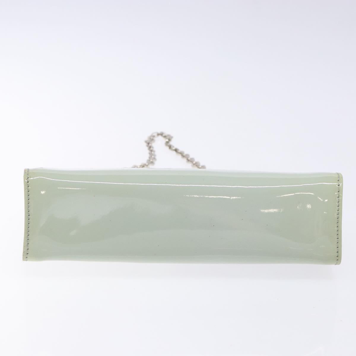 Salvatore Ferragamo Chain Vala Shoulder Bag Enamel Light Blue Silver Auth 138868