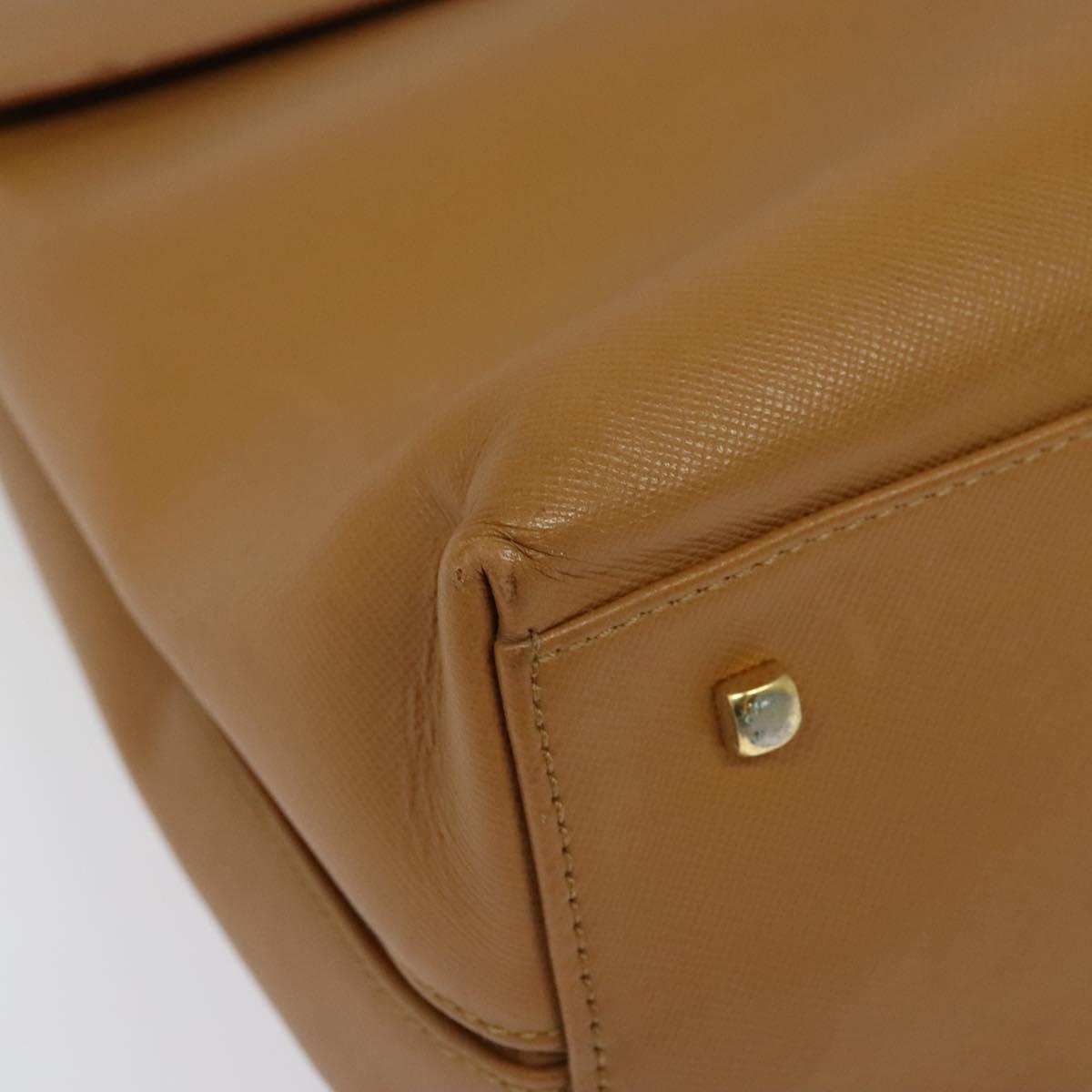 Salvatore Ferragamo Gancini Hand Bag Leather 2way Beige Gold Auth 138870