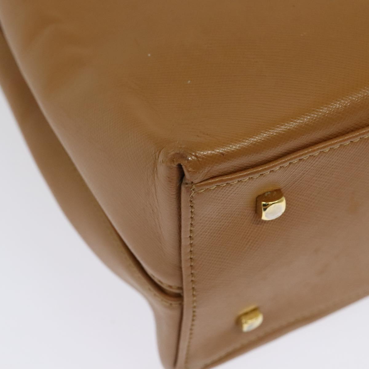 Salvatore Ferragamo Gancini Hand Bag Leather 2way Beige Gold Auth 138870