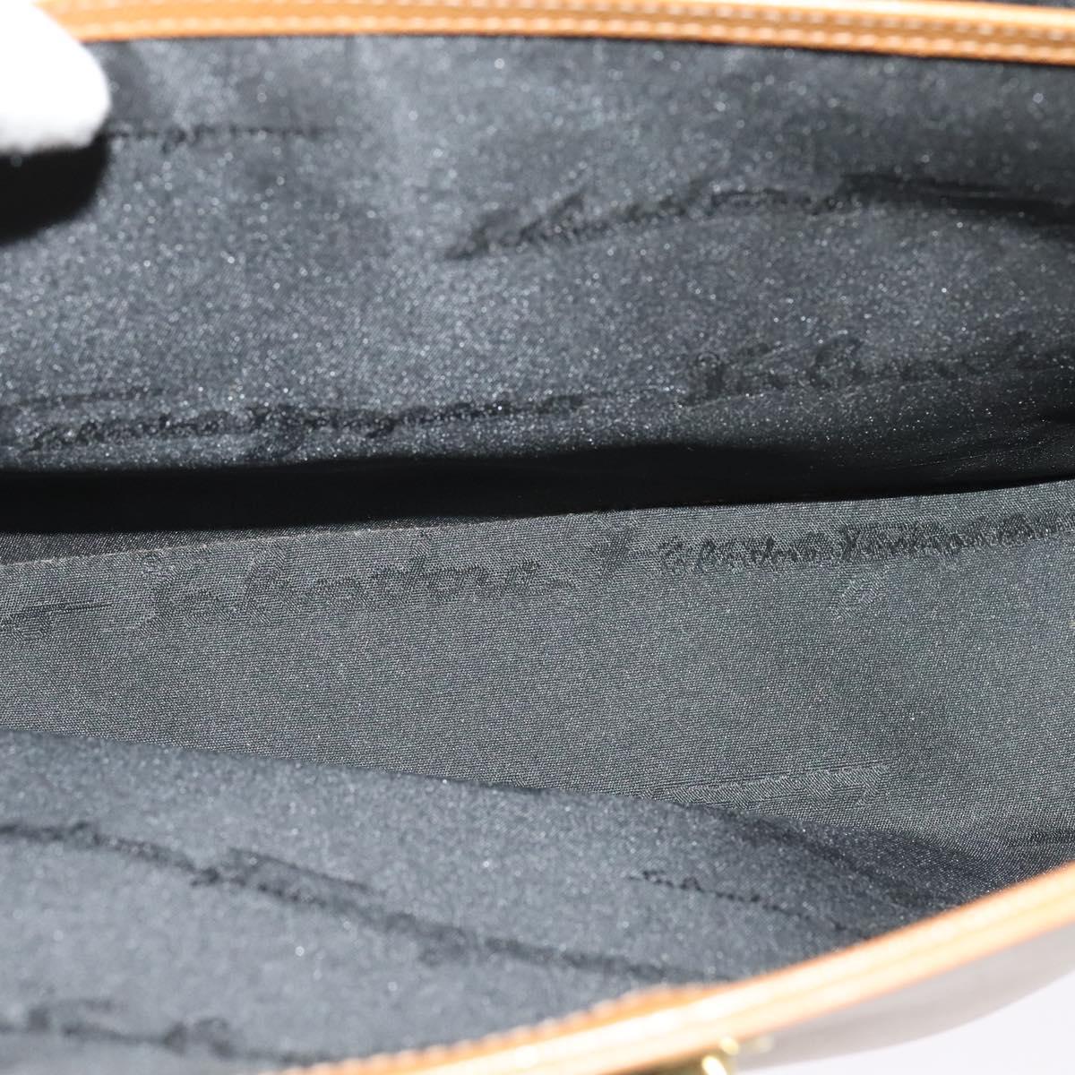 Salvatore Ferragamo Gancini Hand Bag Leather 2way Beige Gold Auth 138870