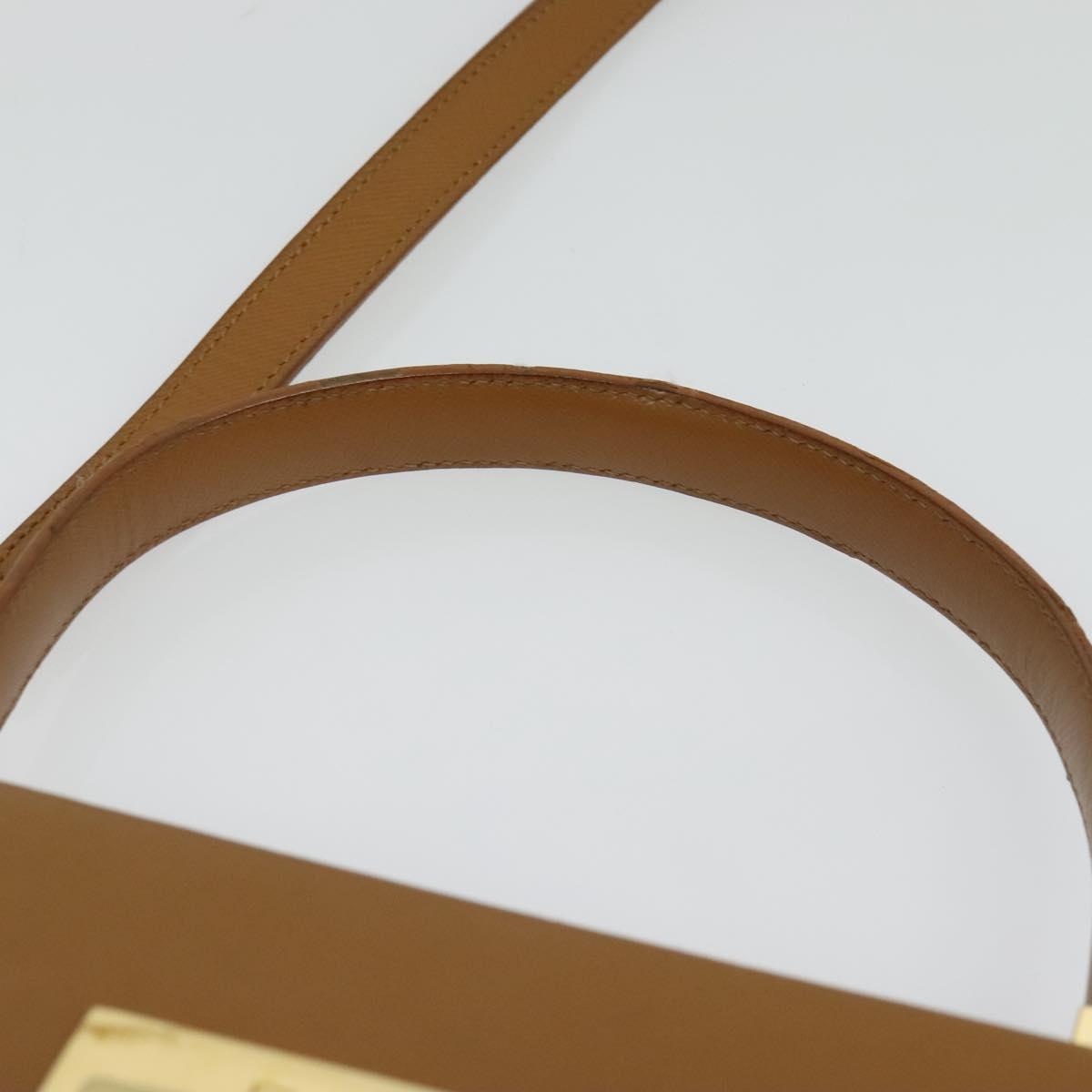 Salvatore Ferragamo Gancini Hand Bag Leather 2way Beige Gold Auth 138870