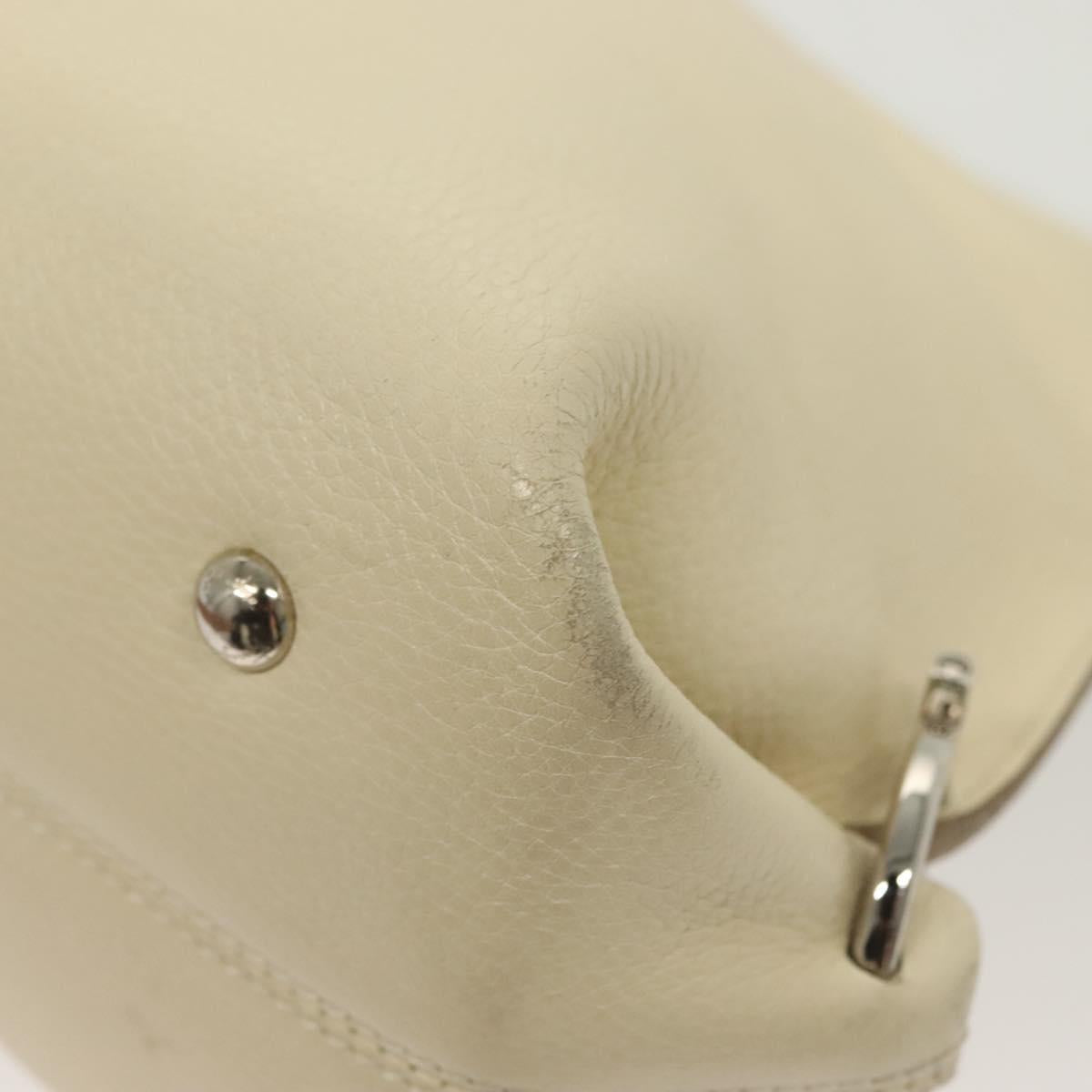 Salvatore Ferragamo Gancini Shoulder Bag Leather White Silver Auth 138871