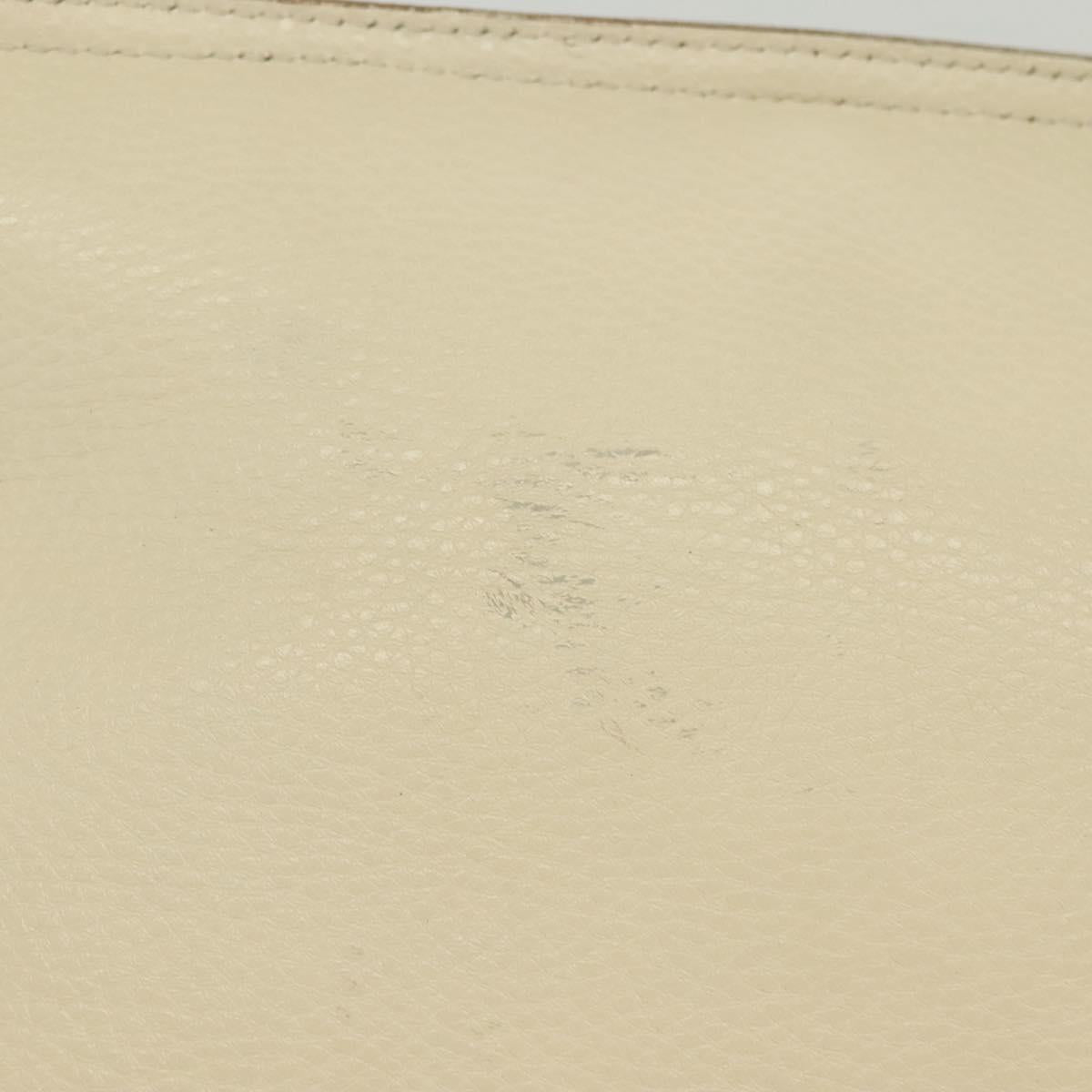 Salvatore Ferragamo Gancini Shoulder Bag Leather White Silver Auth 138871