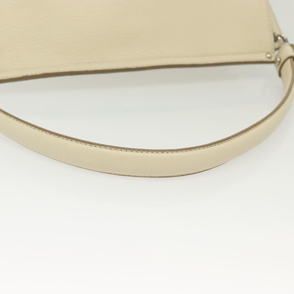 Salvatore Ferragamo Gancini Shoulder Bag Leather White Silver Auth 138871