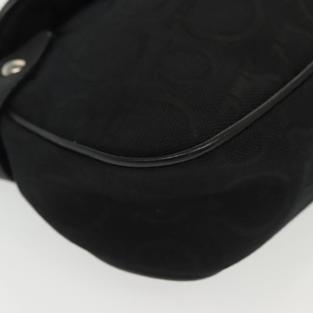 Salvatore Ferragamo Gancini Hand Bag Canvas Black Silver Auth 138872