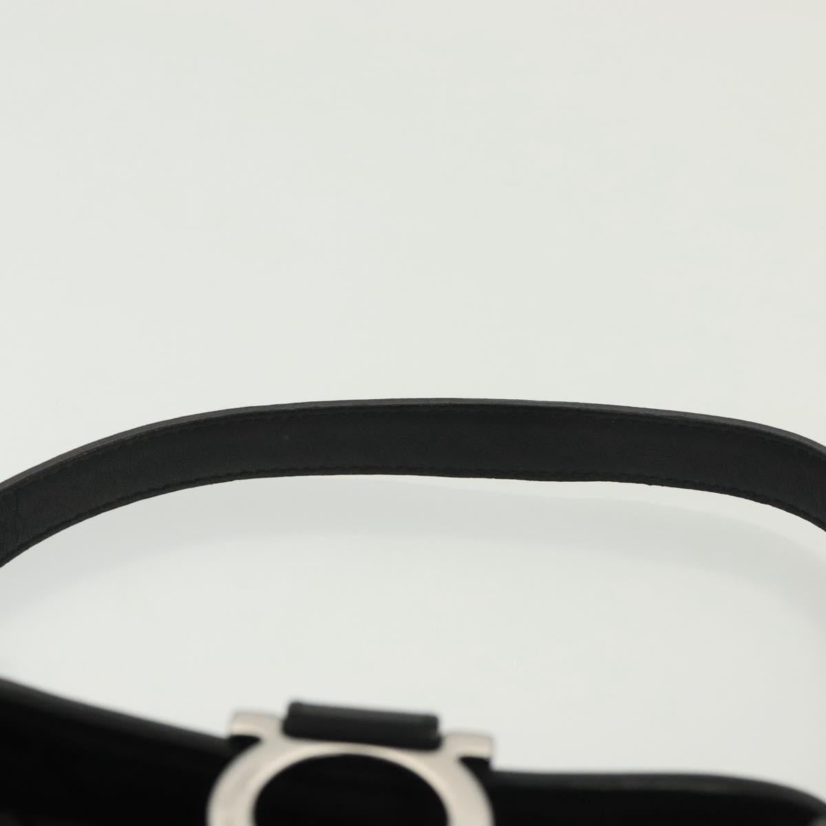 Salvatore Ferragamo Gancini Hand Bag Canvas Black Silver Auth 138872