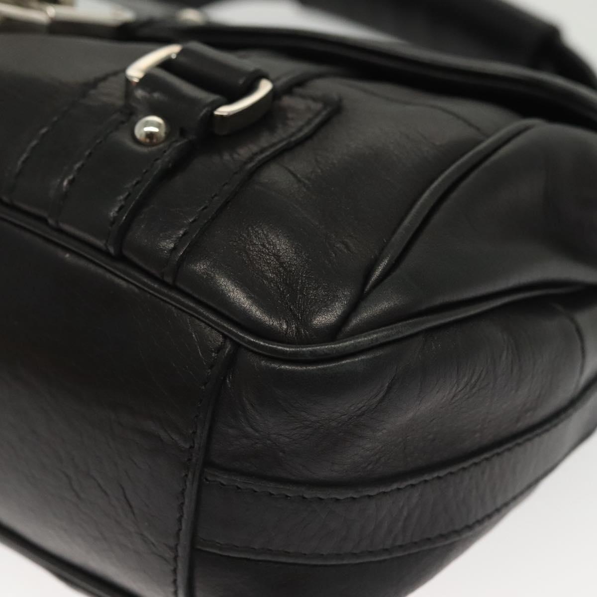 Salvatore Ferragamo Gancini Hand Bag Leather Black Silver Auth 138873