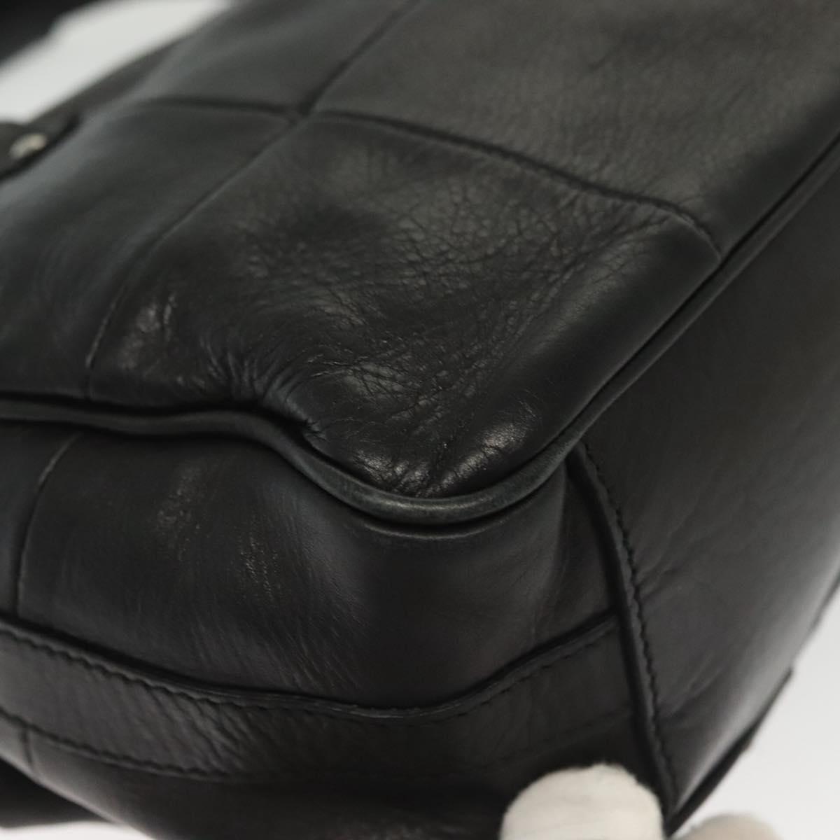 Salvatore Ferragamo Gancini Hand Bag Leather Black Silver Auth 138873
