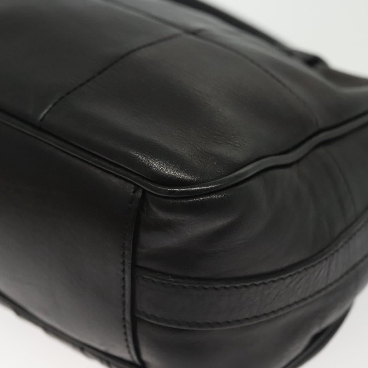 Salvatore Ferragamo Gancini Hand Bag Leather Black Silver Auth 138873
