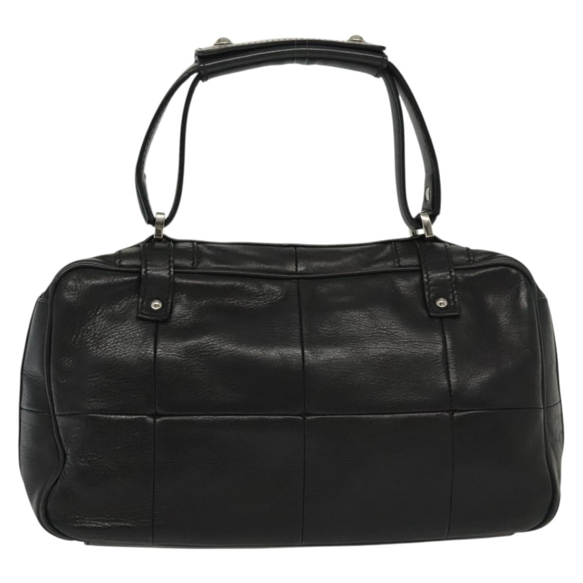 Salvatore Ferragamo Gancini Hand Bag Leather Black Silver Auth 138873