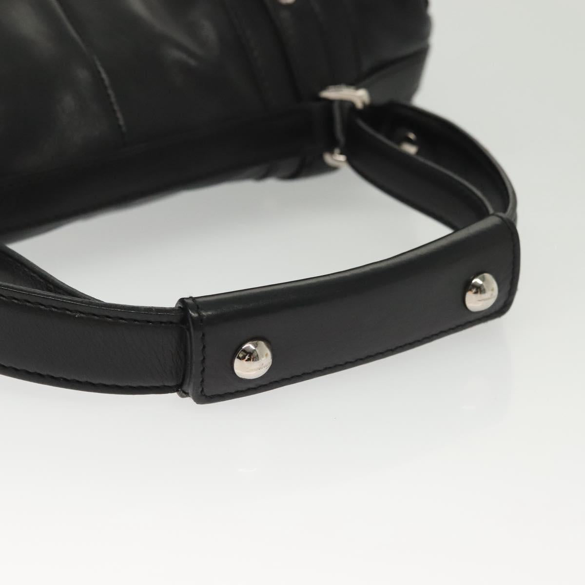 Salvatore Ferragamo Gancini Hand Bag Leather Black Silver Auth 138873
