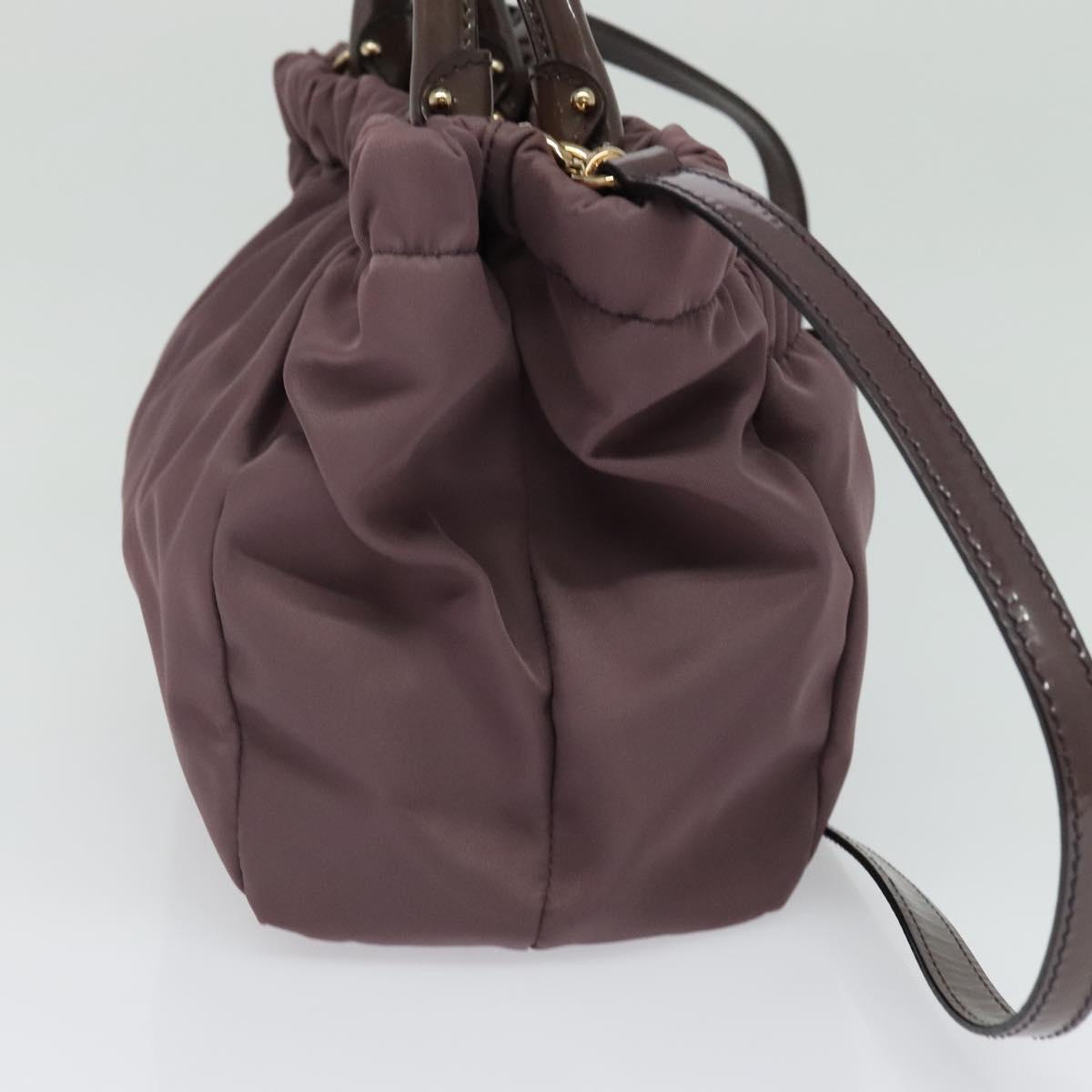 Salvatore Ferragamo Vala Hand Bag Nylon Enamel 2way Purple Silver Auth 138874