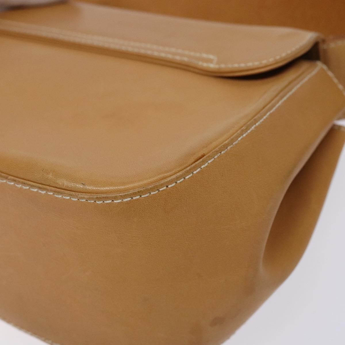Salvatore Ferragamo Gancini Shoulder Bag Leather Beige Silver Auth 138875