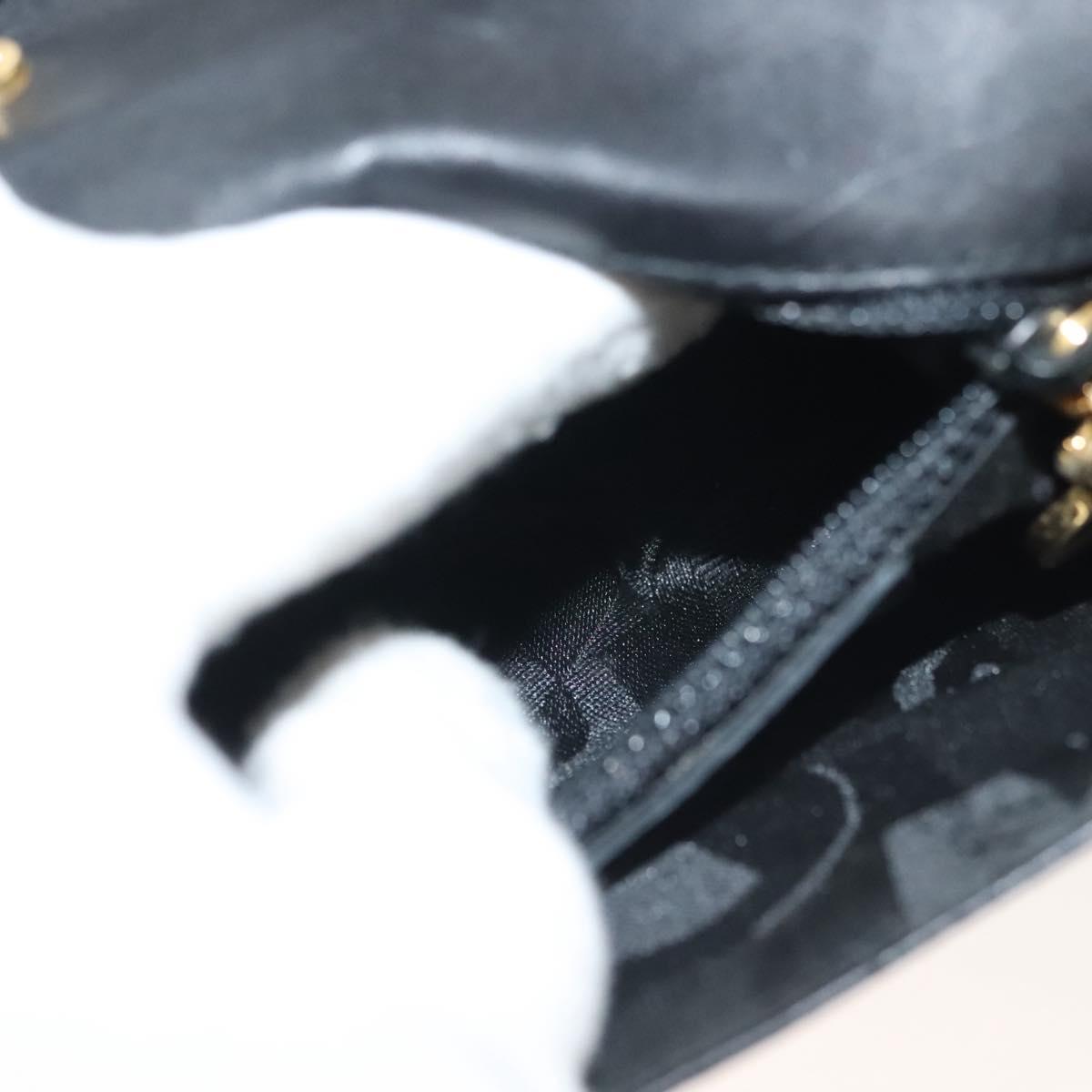 Salvatore Ferragamo Gancini Chain Shoulder Bag Leather Black Gold Auth 138877
