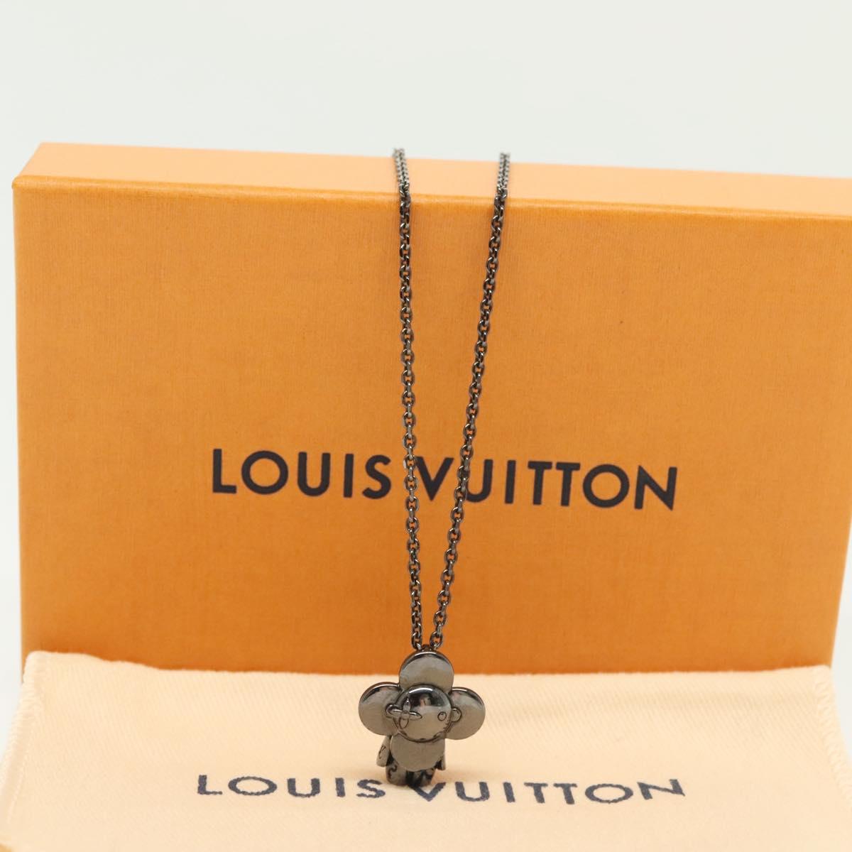LOUIS VUITTON Pendant Vivienne Necklace metal Gunmetal M00831 LV Auth 138910