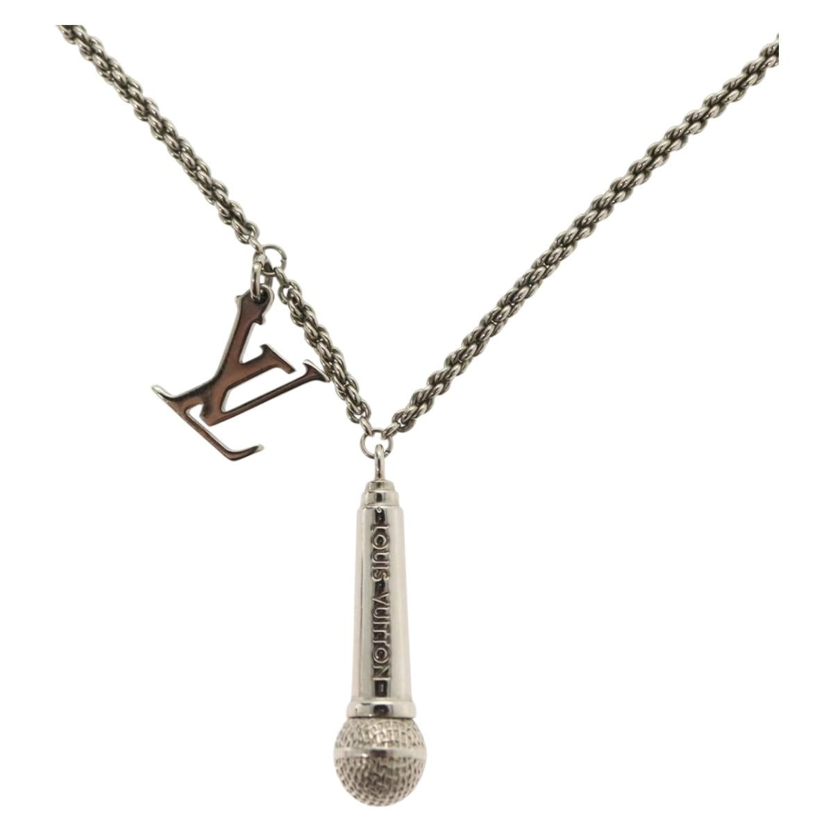 LOUIS VUITTON DJ Vocabulary Necklace metal Silver M69458 LV Auth 138915
