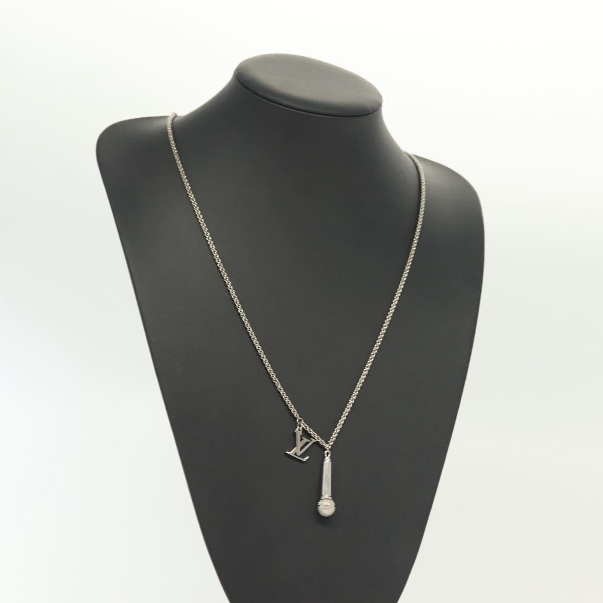 LOUIS VUITTON DJ Vocabulary Necklace metal Silver M69458 LV Auth 138915