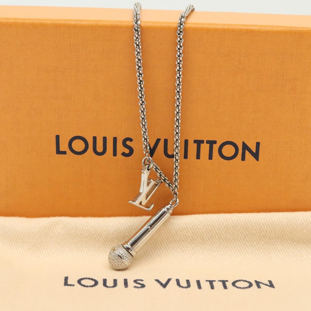 LOUIS VUITTON DJ Vocabulary Necklace metal Silver M69458 LV Auth 138915