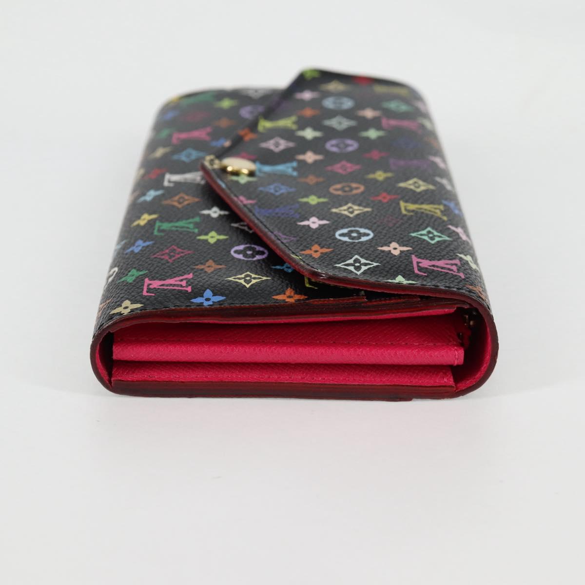 LOUIS VUITTON Multicolor Portefeiulle Sarah Wallet Black M60668 LV Auth 138922V
