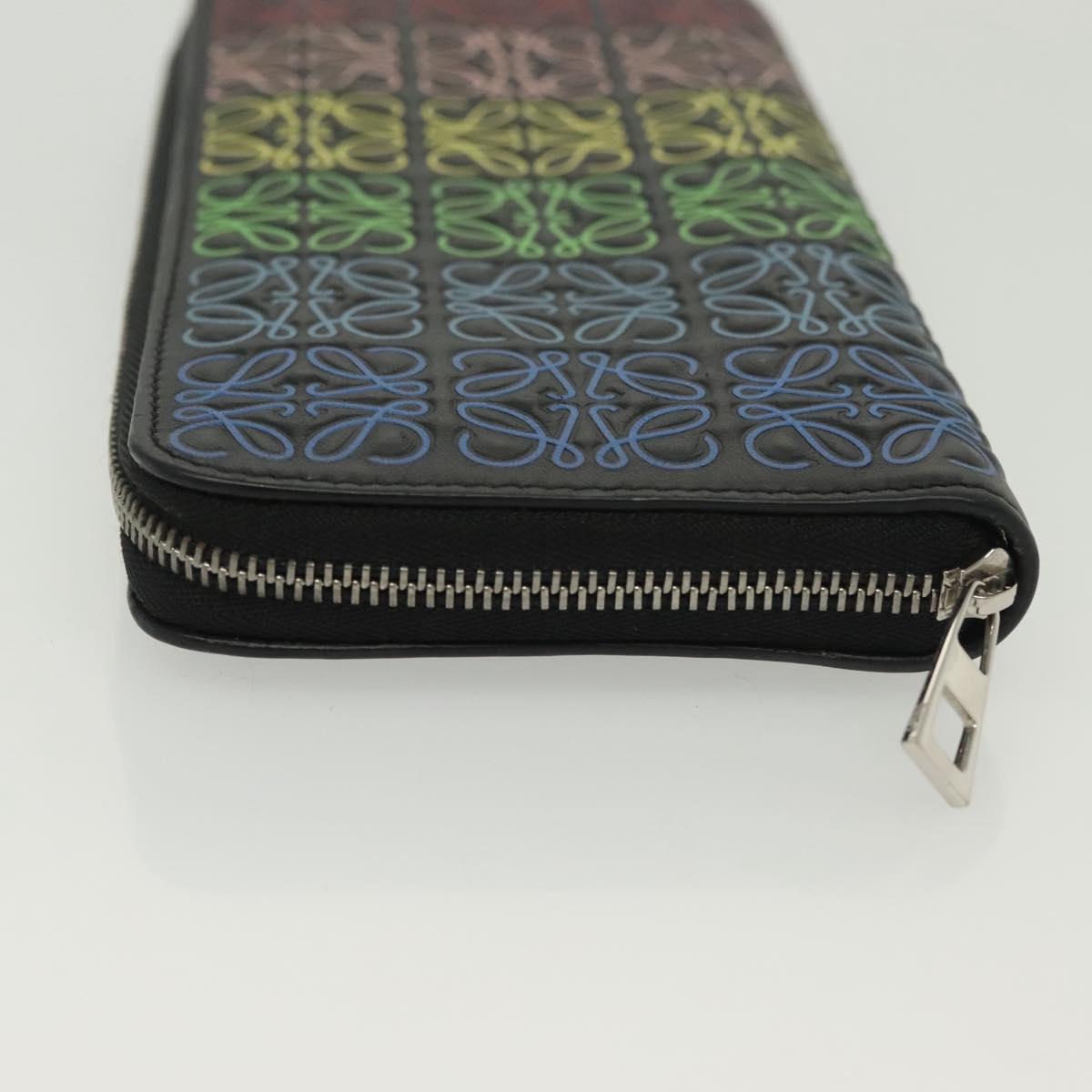 LOEWE Anagram Long Wallet Leather Black Auth 138939