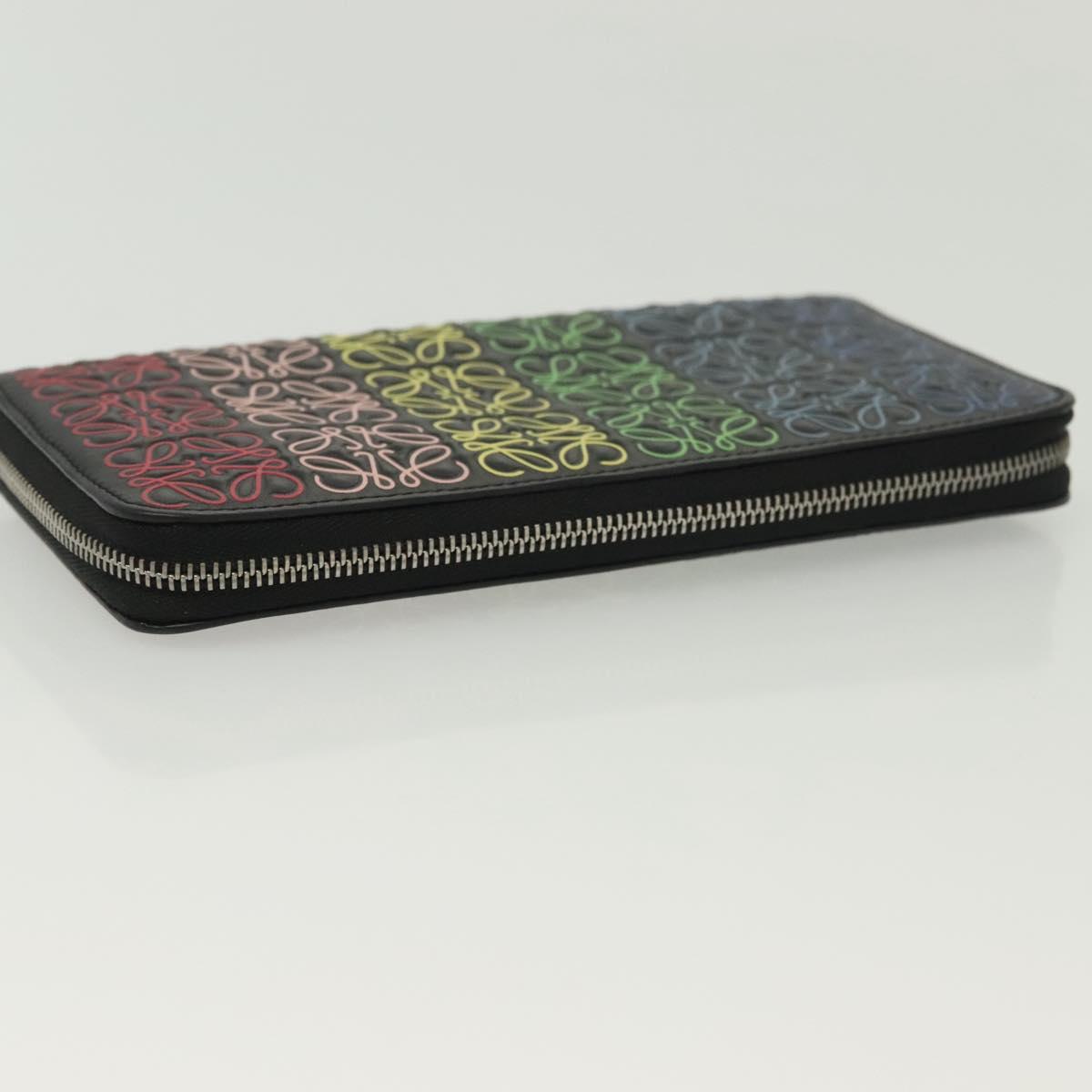LOEWE Anagram Long Wallet Leather Black Auth 138939