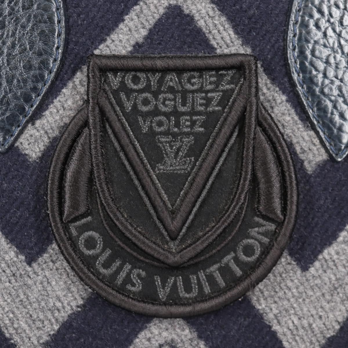 LOUIS VUITTON Cabas Vale Karakoram Hand Bag Wool Navy M95240 LV Auth 138949A
