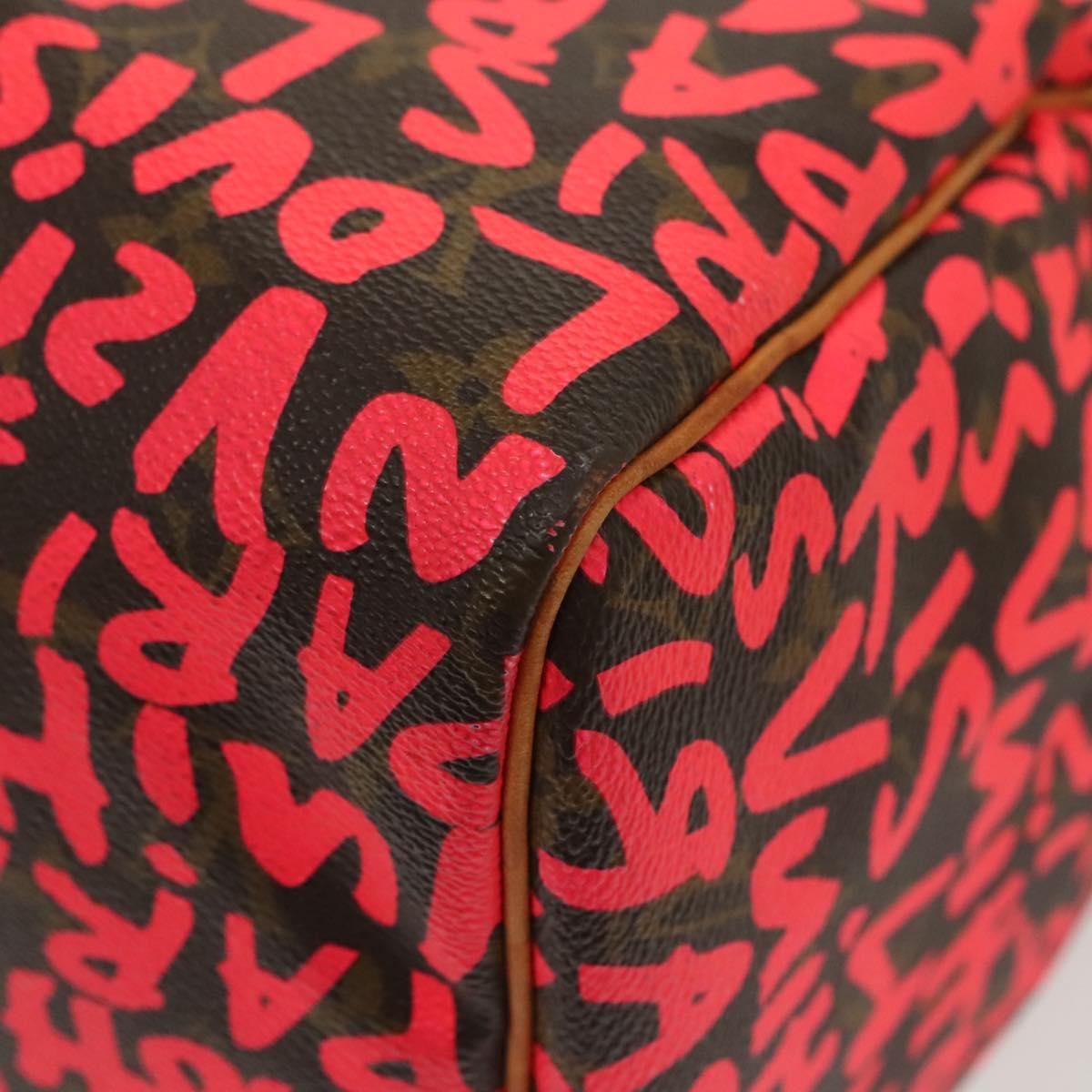 LOUIS VUITTON Monogram Graffiti Speedy 30 Hand Bag Pink M93704 LV Auth 138959A