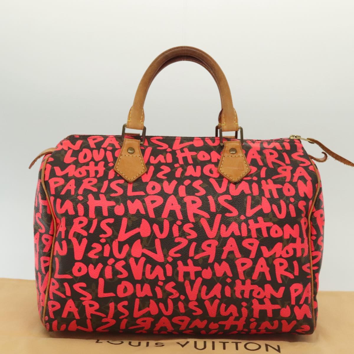 LOUIS VUITTON Monogram Graffiti Speedy 30 Hand Bag Pink M93704 LV Auth 138959A