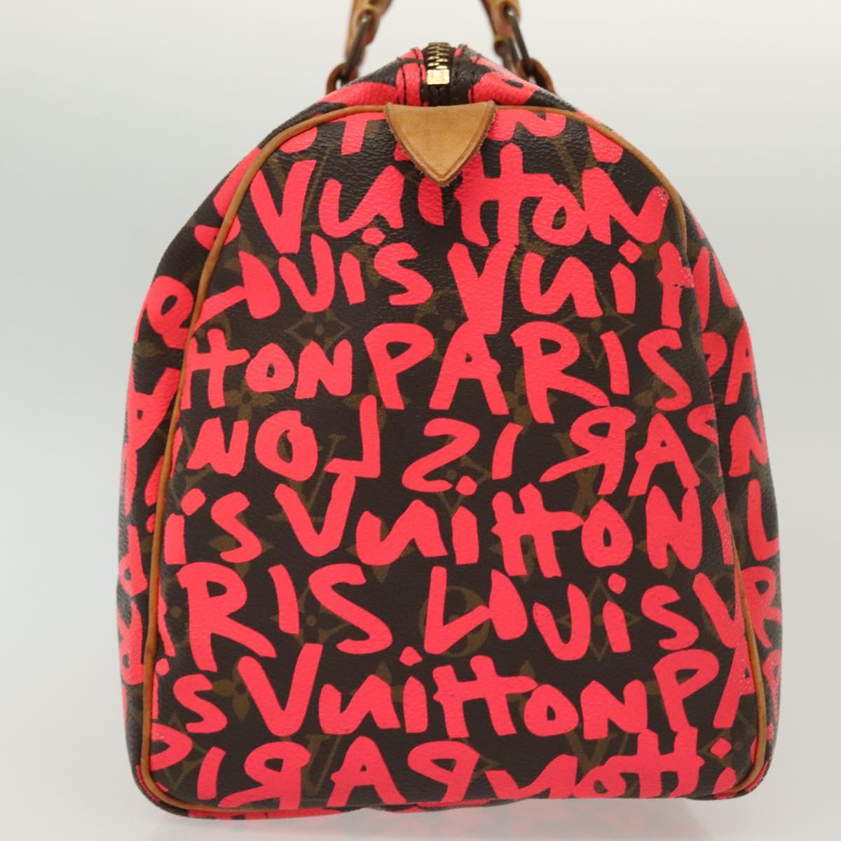 LOUIS VUITTON Monogram Graffiti Speedy 30 Hand Bag Pink M93704 LV Auth 138959A