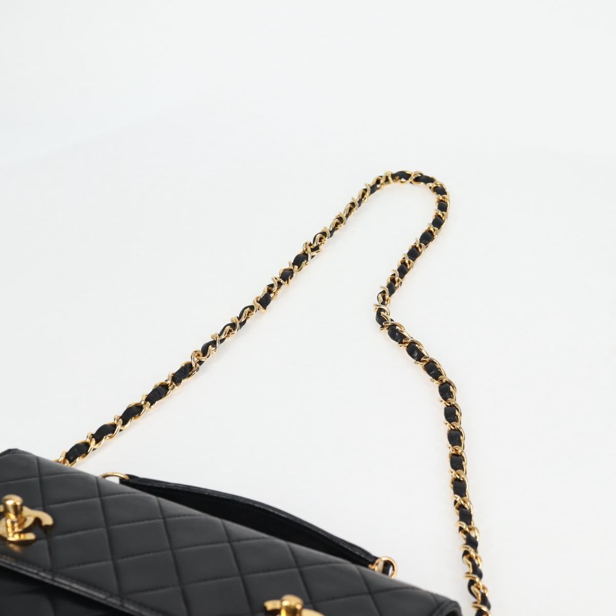 CHANEL Matelasse Double Turn Lock Coco Chain Bag Lamb Skin CC Auth 138976SA