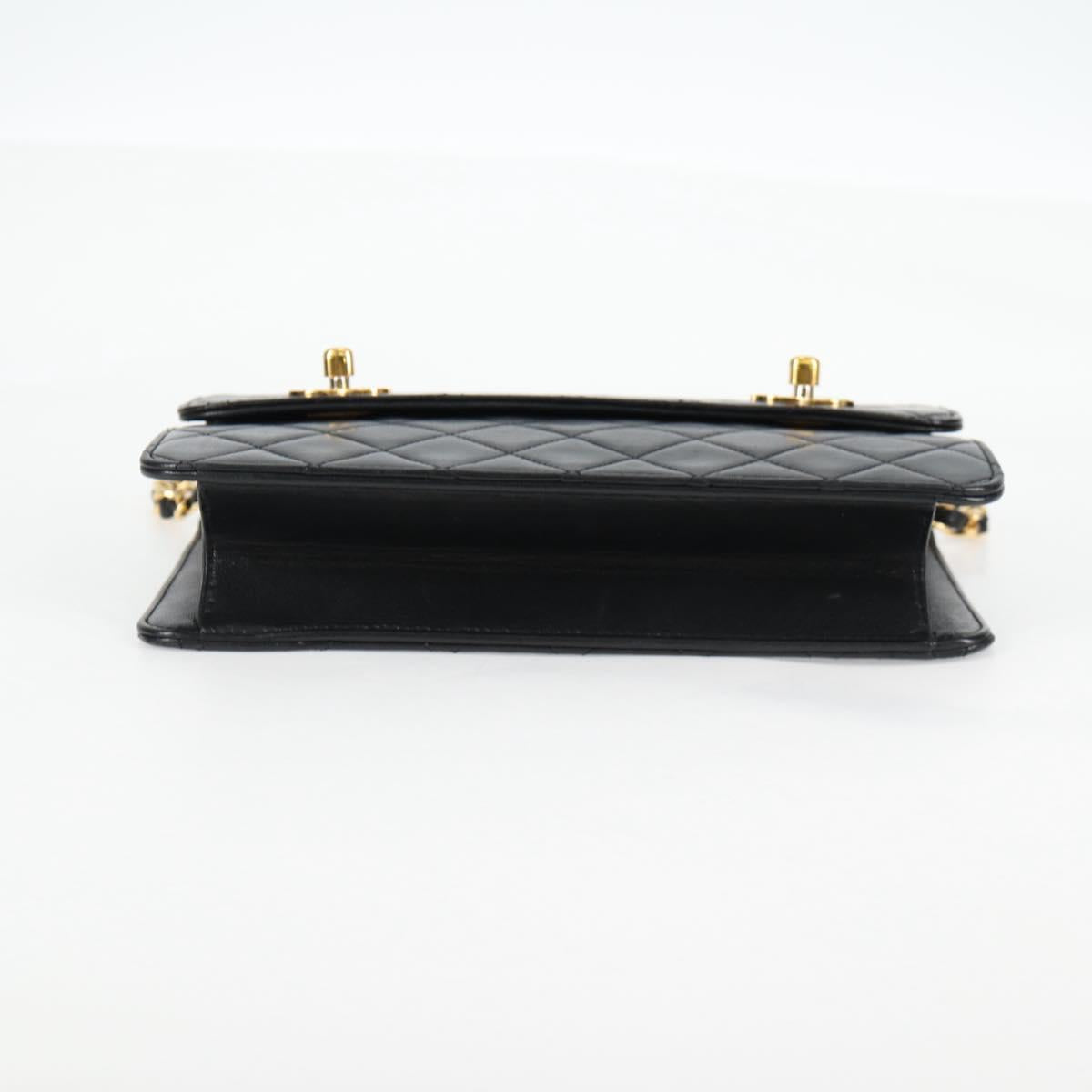 CHANEL Matelasse Double Turn Lock Coco Chain Bag Lamb Skin CC Auth 138976SA