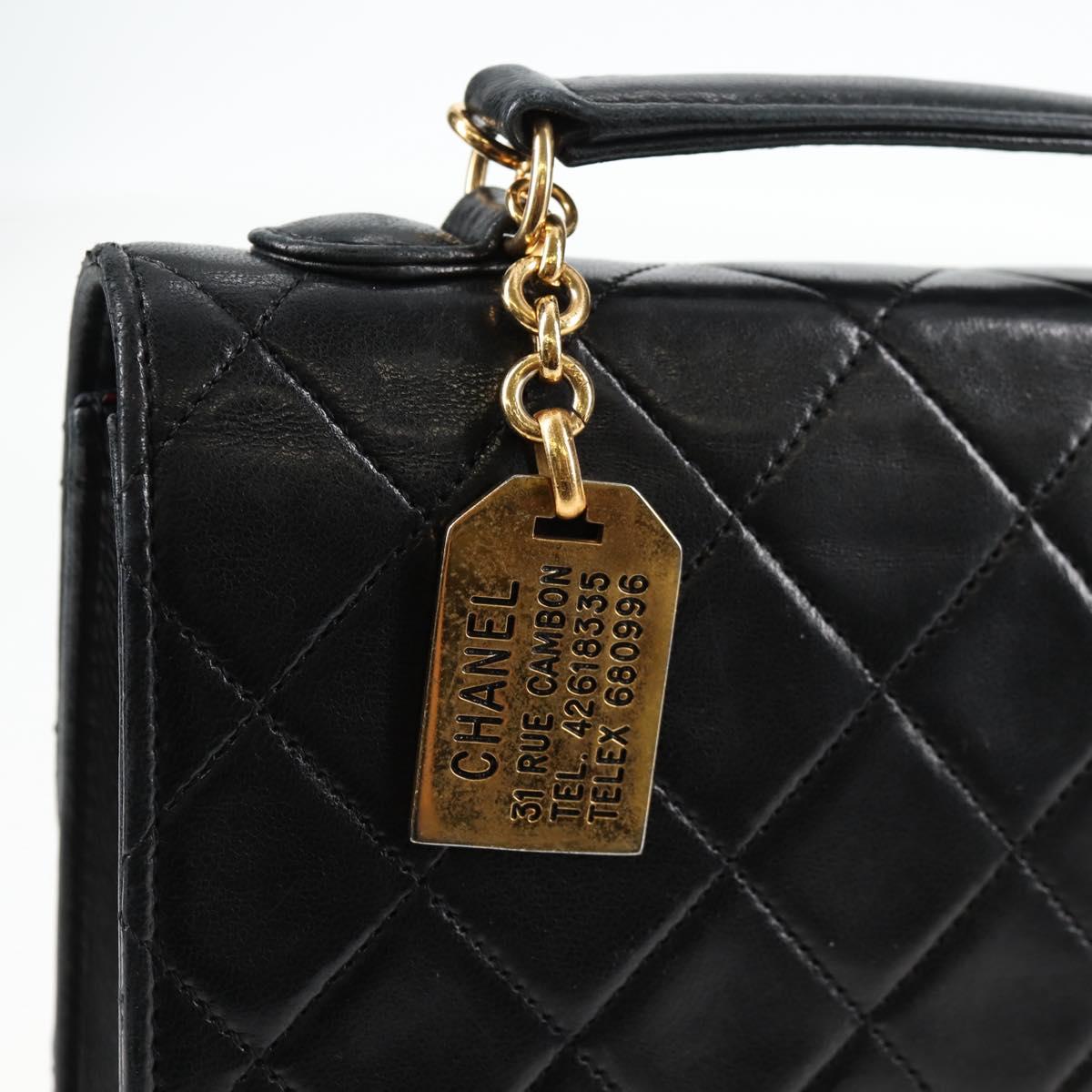 CHANEL Matelasse Double Turn Lock Coco Chain Bag Lamb Skin CC Auth 138976SA