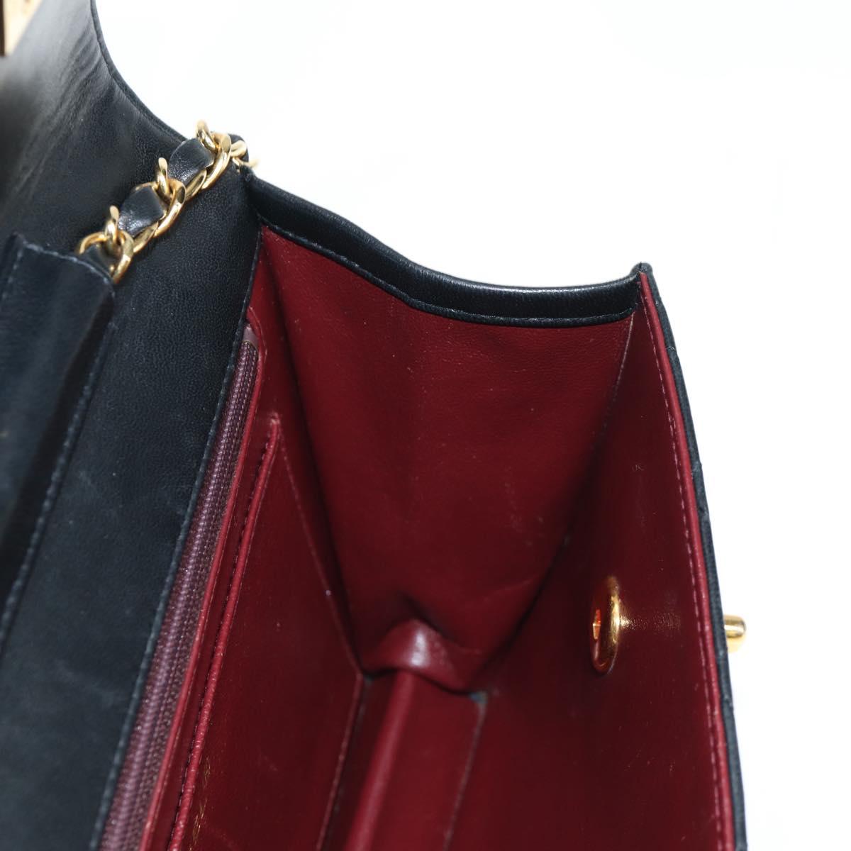 CHANEL Matelasse Double Turn Lock Coco Chain Bag Lamb Skin CC Auth 138976SA