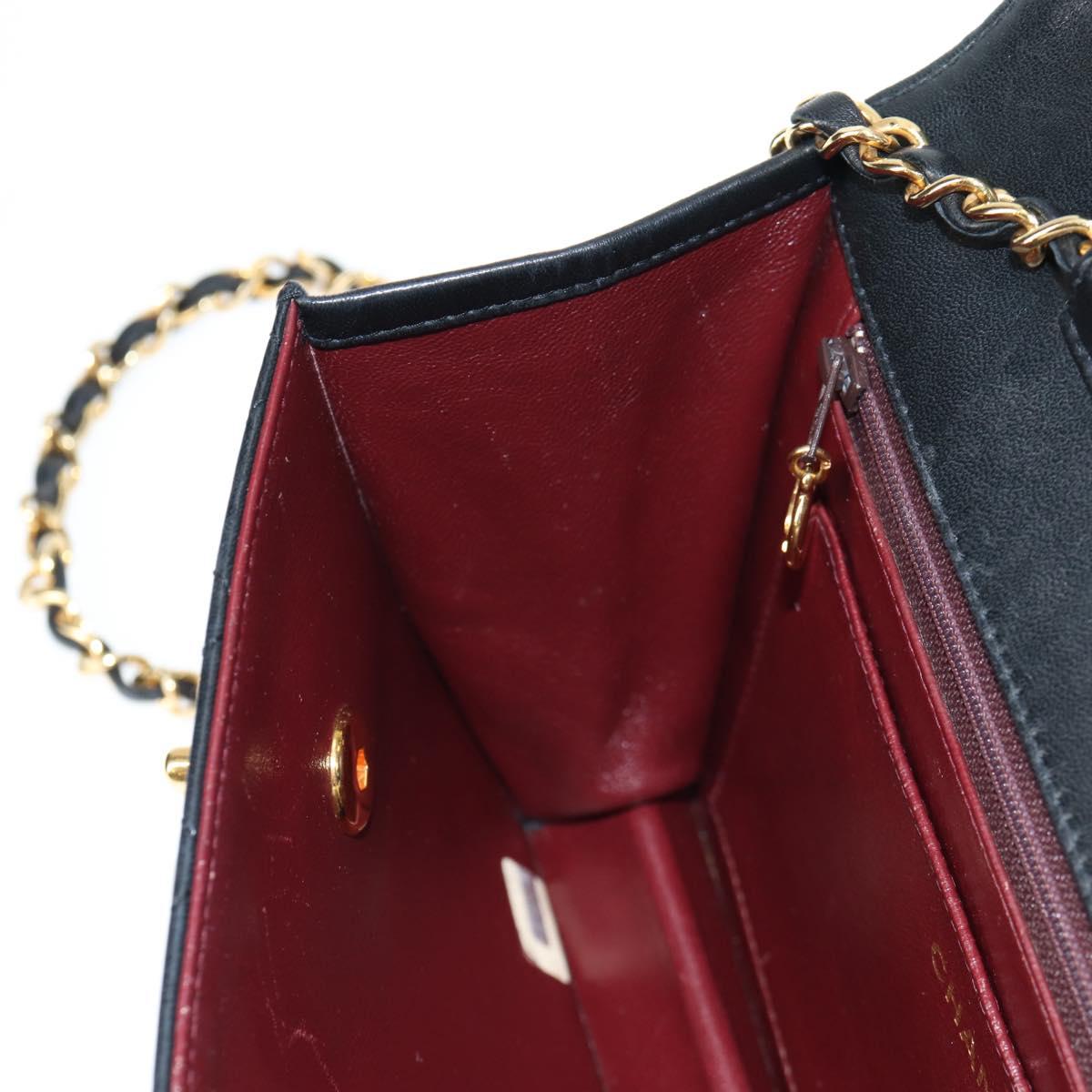 CHANEL Matelasse Double Turn Lock Coco Chain Bag Lamb Skin CC Auth 138976SA