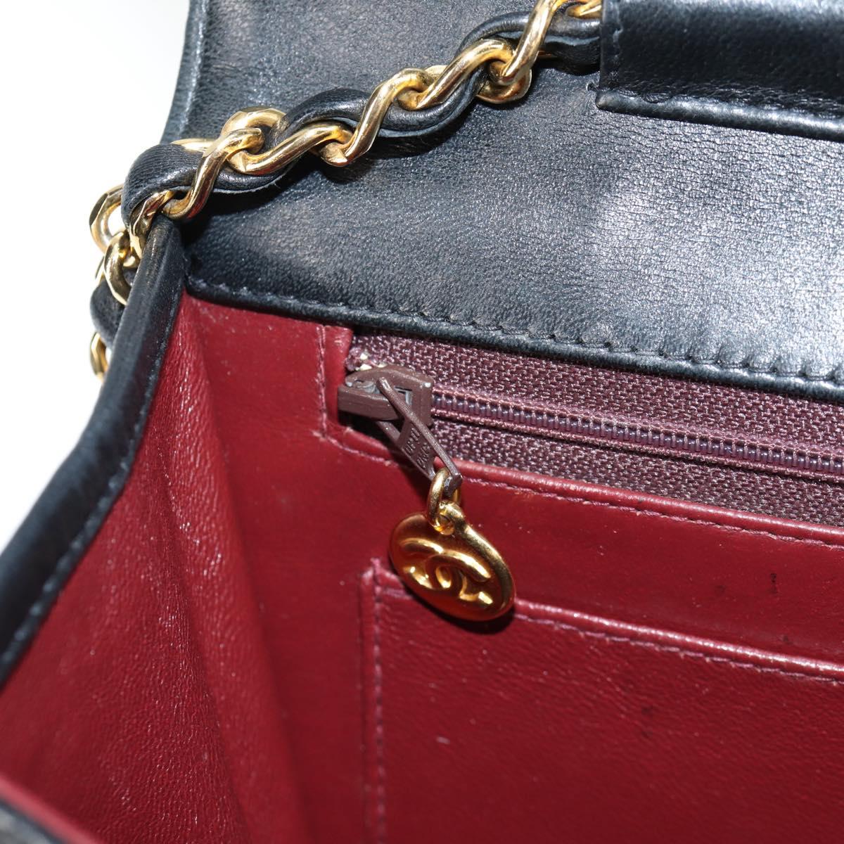 CHANEL Matelasse Double Turn Lock Coco Chain Bag Lamb Skin CC Auth 138976SA
